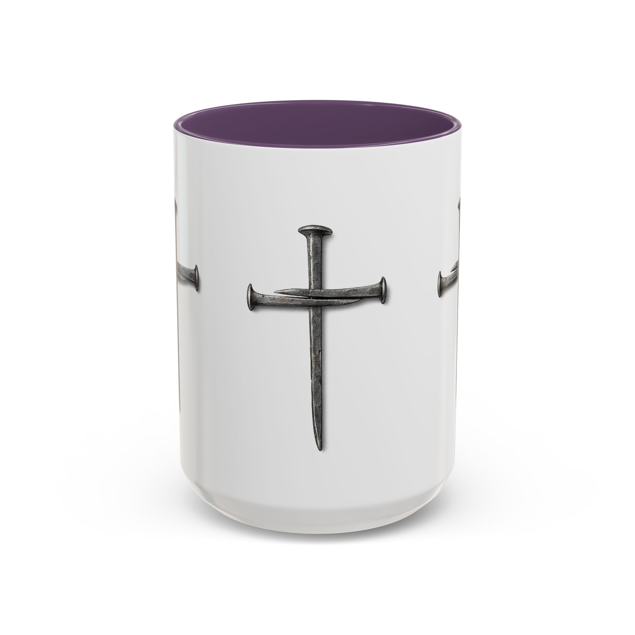 Nail Cross Accent Coffee Mug — Minimal Christian Faith 11/15oz