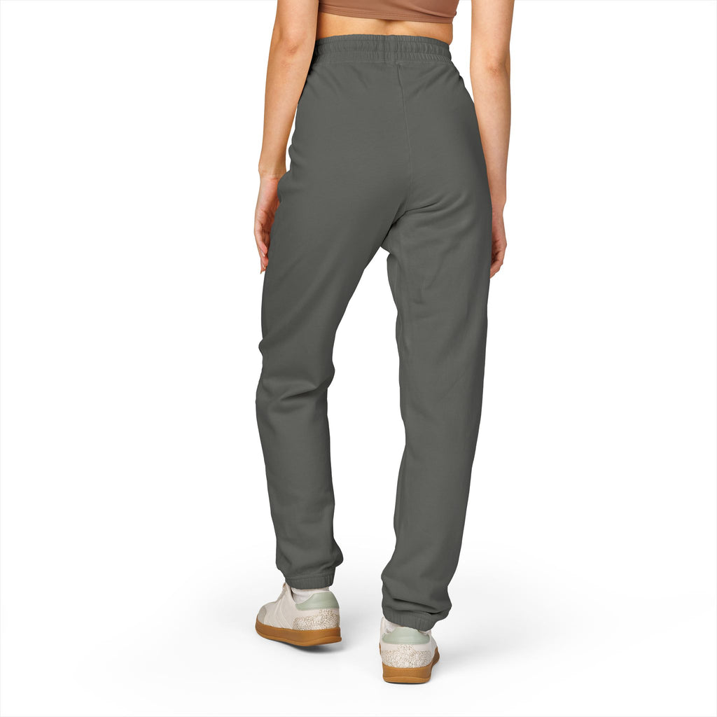 Cross Embroidered Fleece Sweatpants — Cozy Garment-Dyed Joggers
