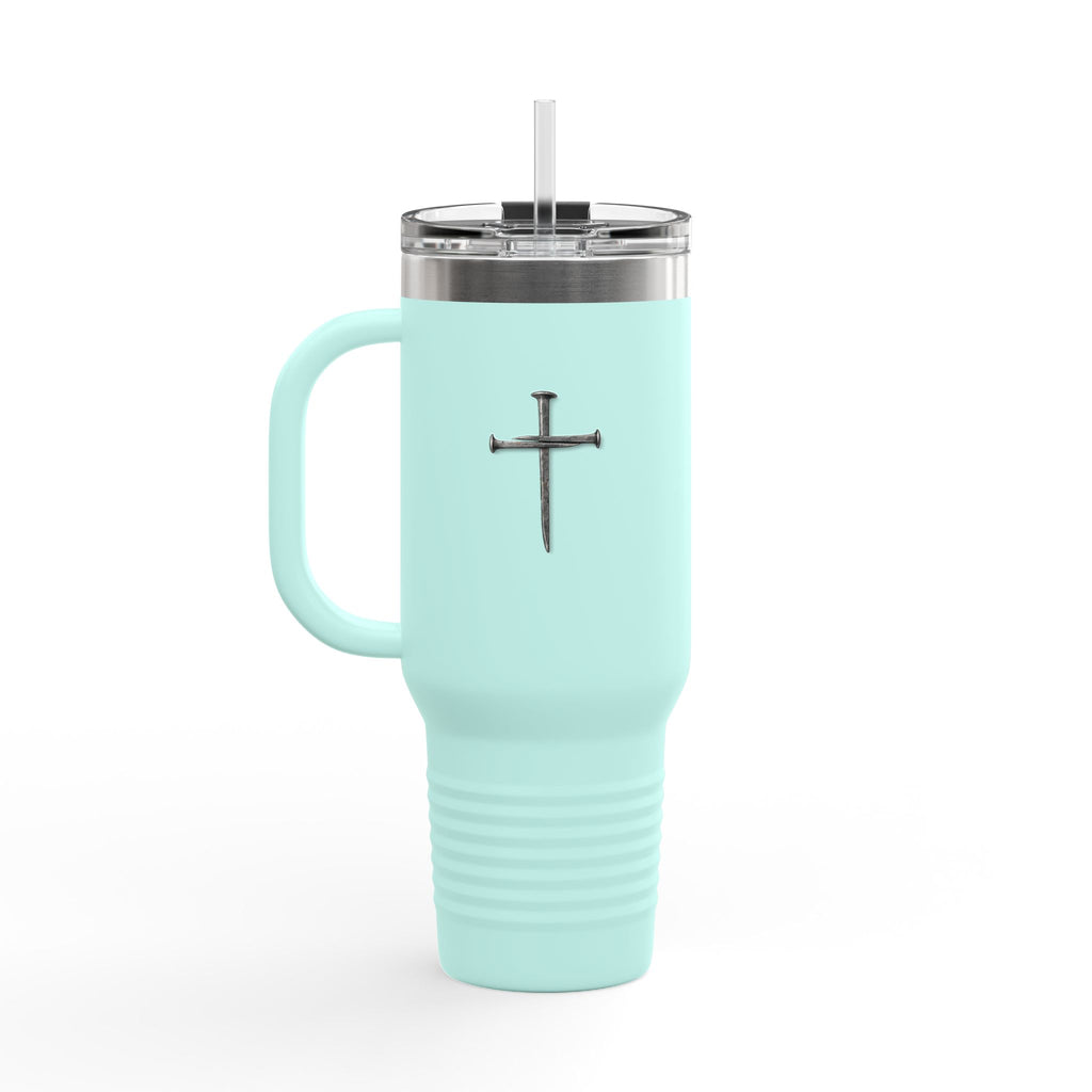 40oz Insulated Travel Tumbler with Cross - Large Christian Coffee Mug, Stainless Steel Thermal Cup