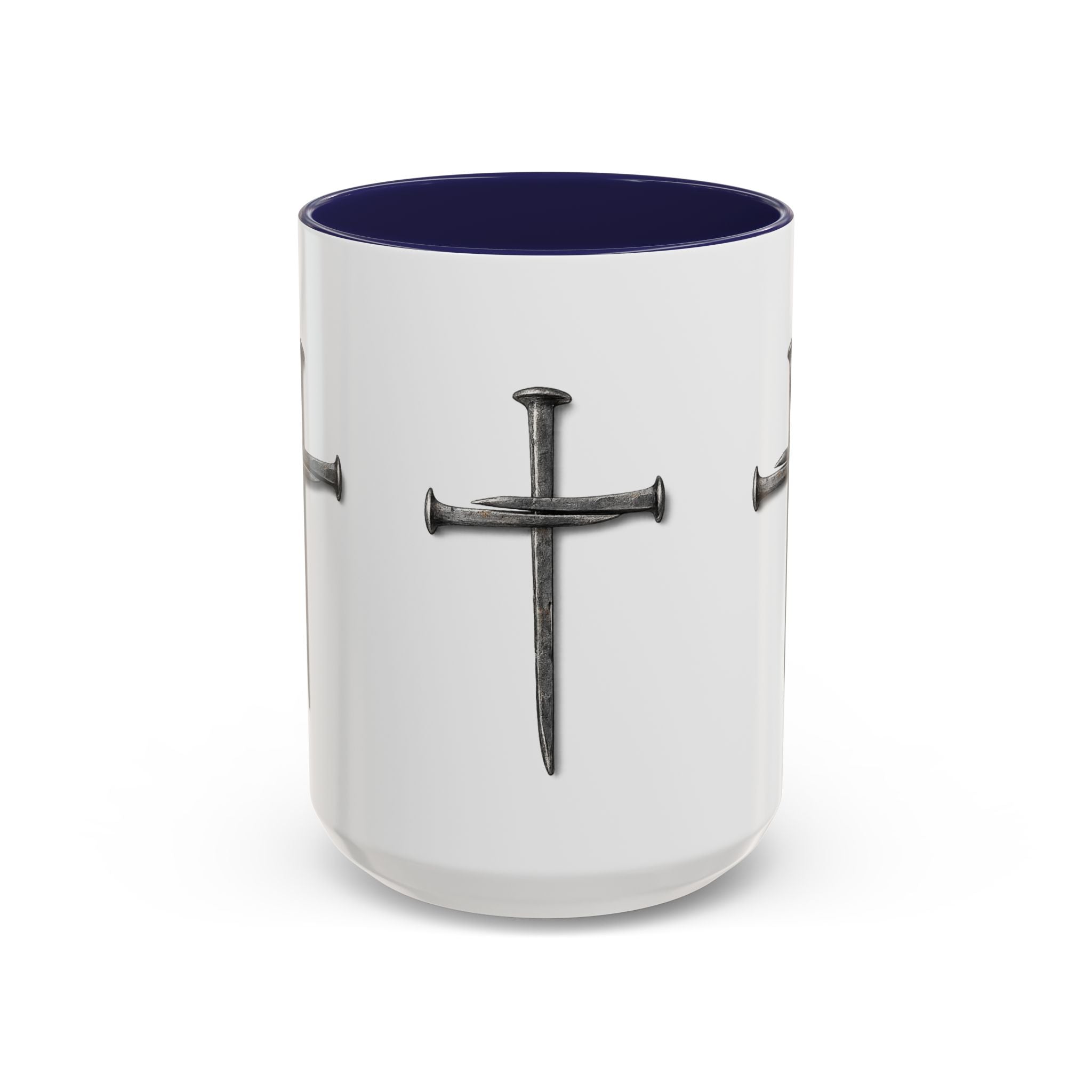 Nail Cross Accent Coffee Mug — Minimal Christian Faith 11/15oz