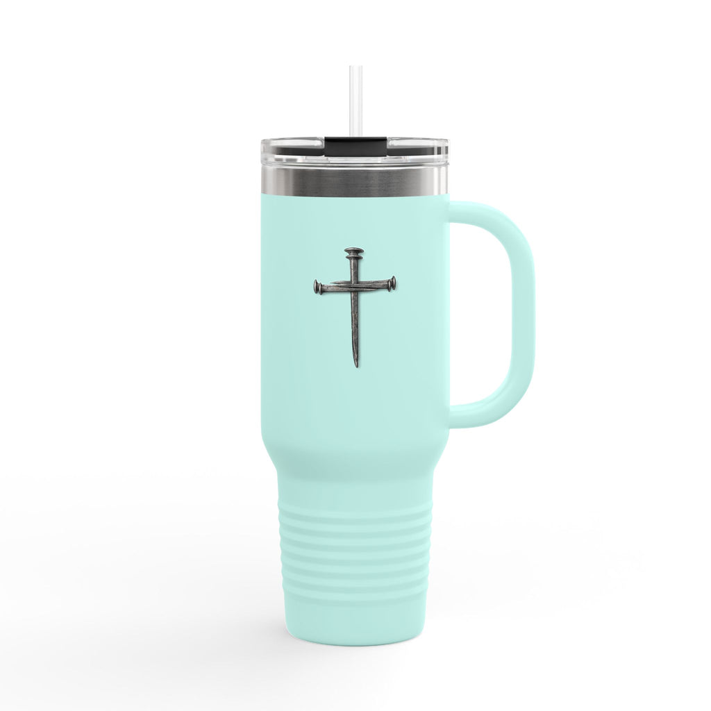 40oz Insulated Travel Tumbler with Cross - Large Christian Coffee Mug, Stainless Steel Thermal Cup