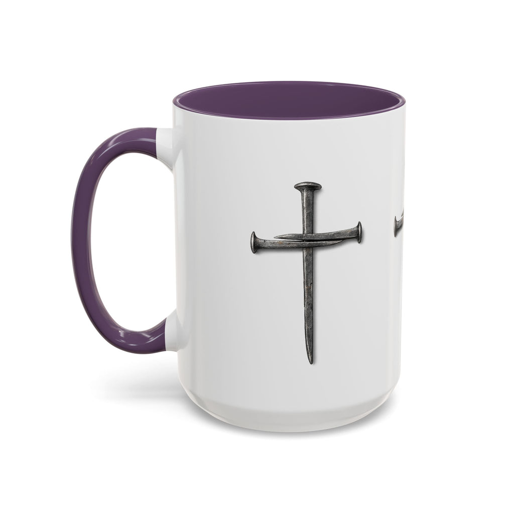 Nail Cross Accent Coffee Mug — Minimal Christian Faith 11/15oz