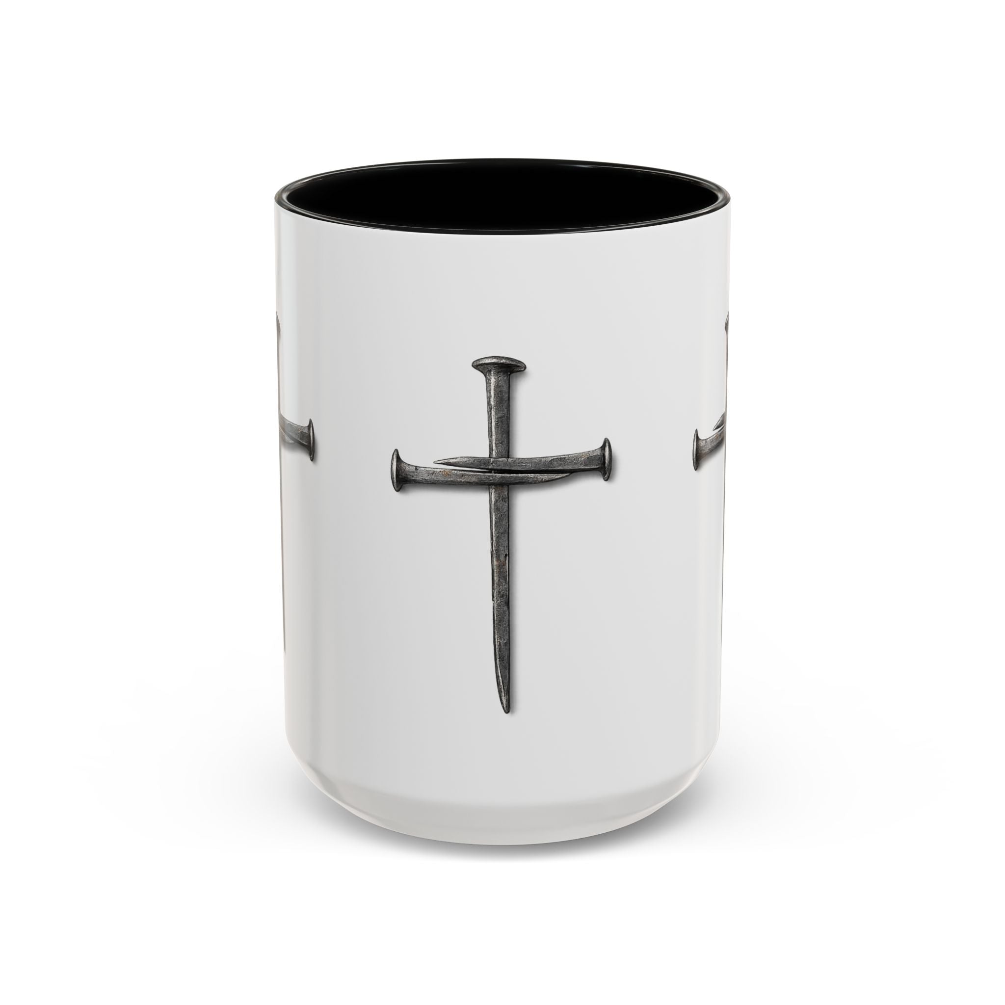Nail Cross Accent Coffee Mug — Minimal Christian Faith 11/15oz