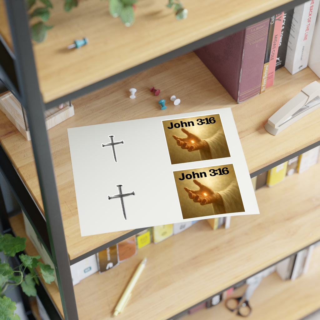 Cross Nail Sticker Sheet — Minimal Religious Vinyl Stickers for Journals, Bibles & Gifts