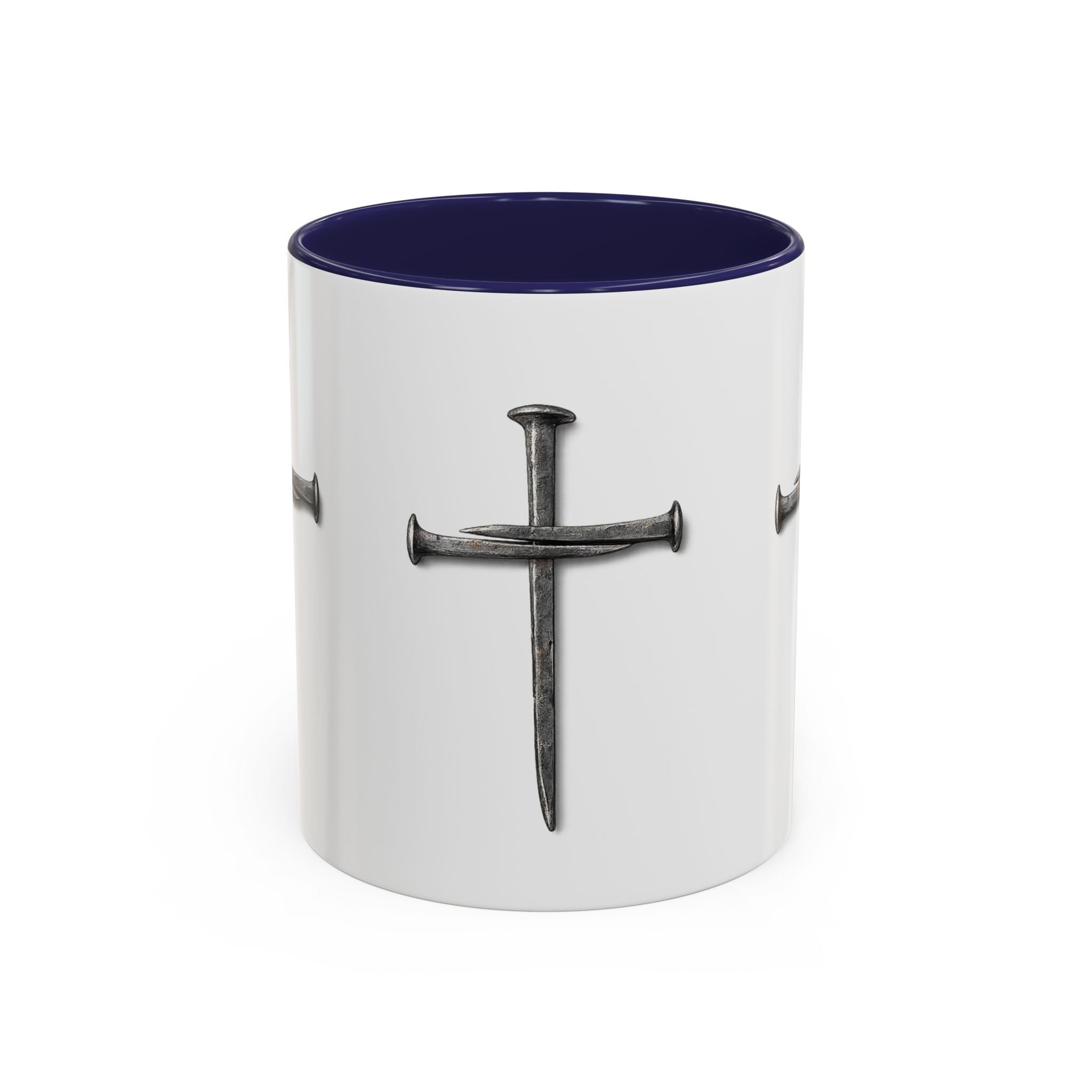 Nail Cross Accent Coffee Mug — Minimal Christian Faith 11/15oz