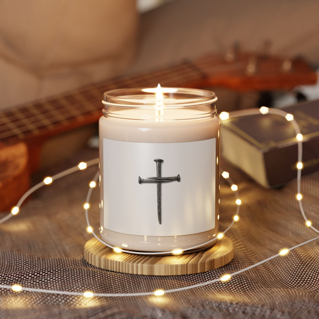Christian 9oz Scented Soy Candle — Minimal Cross Design, Calm & Spiritual Home Fragrance