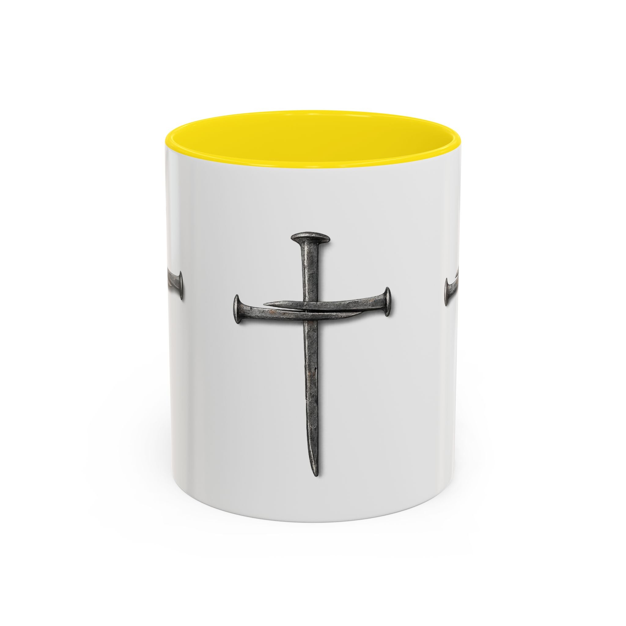 Nail Cross Accent Coffee Mug — Minimal Christian Faith 11/15oz