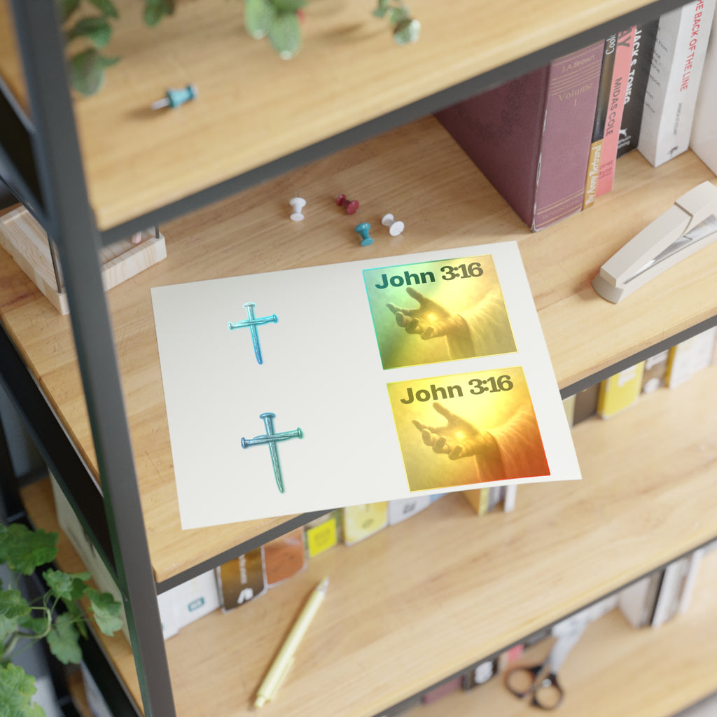 Cross Nail Sticker Sheet — Minimal Religious Vinyl Stickers for Journals, Bibles & Gifts