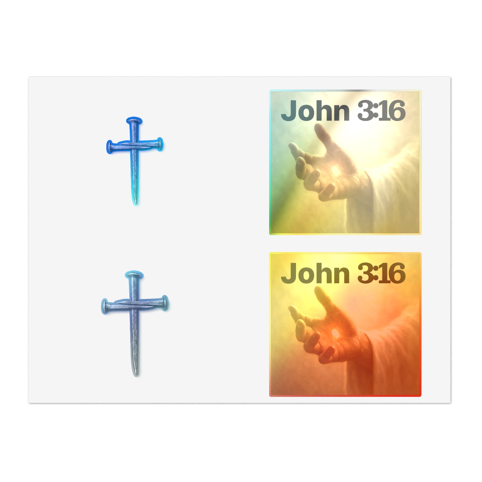 Cross Nail Sticker Sheet — Minimal Religious Vinyl Stickers for Journals, Bibles & Gifts