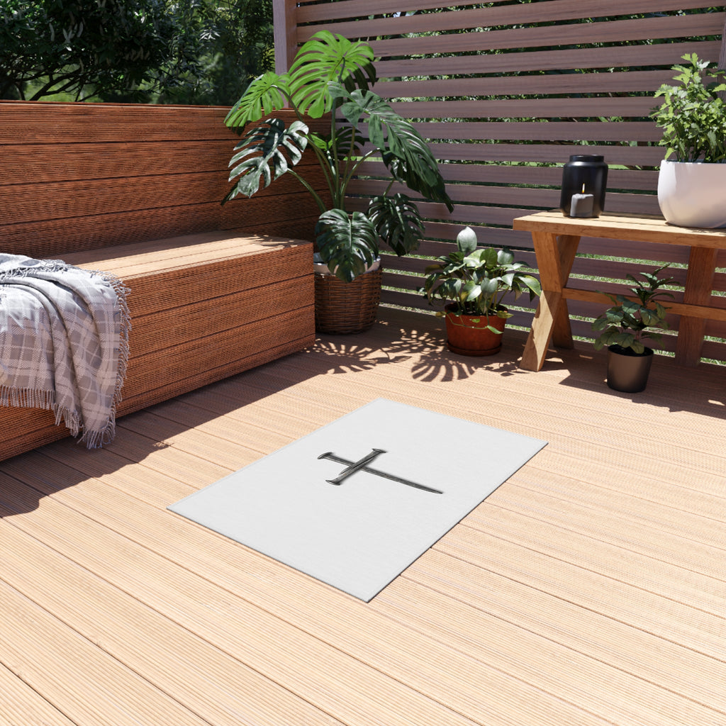 Nail Cross Outdoor Rug — Minimal Christian Patio Mat