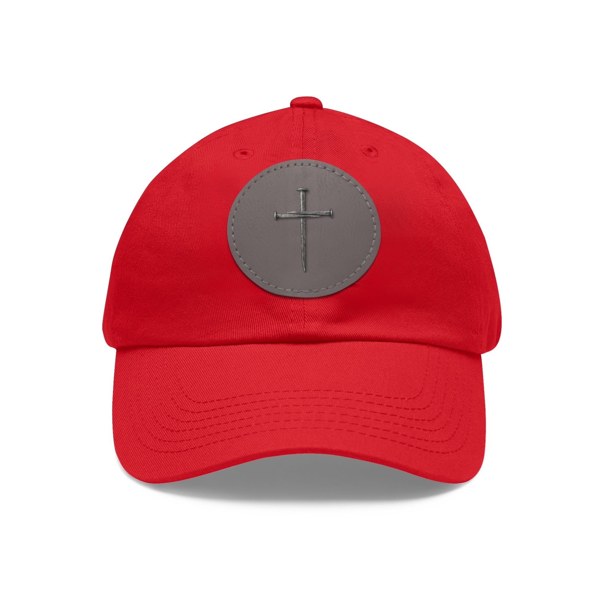 Embroidered Cross Leather Patch Dad Hat — Minimal Christian Baseball Cap
