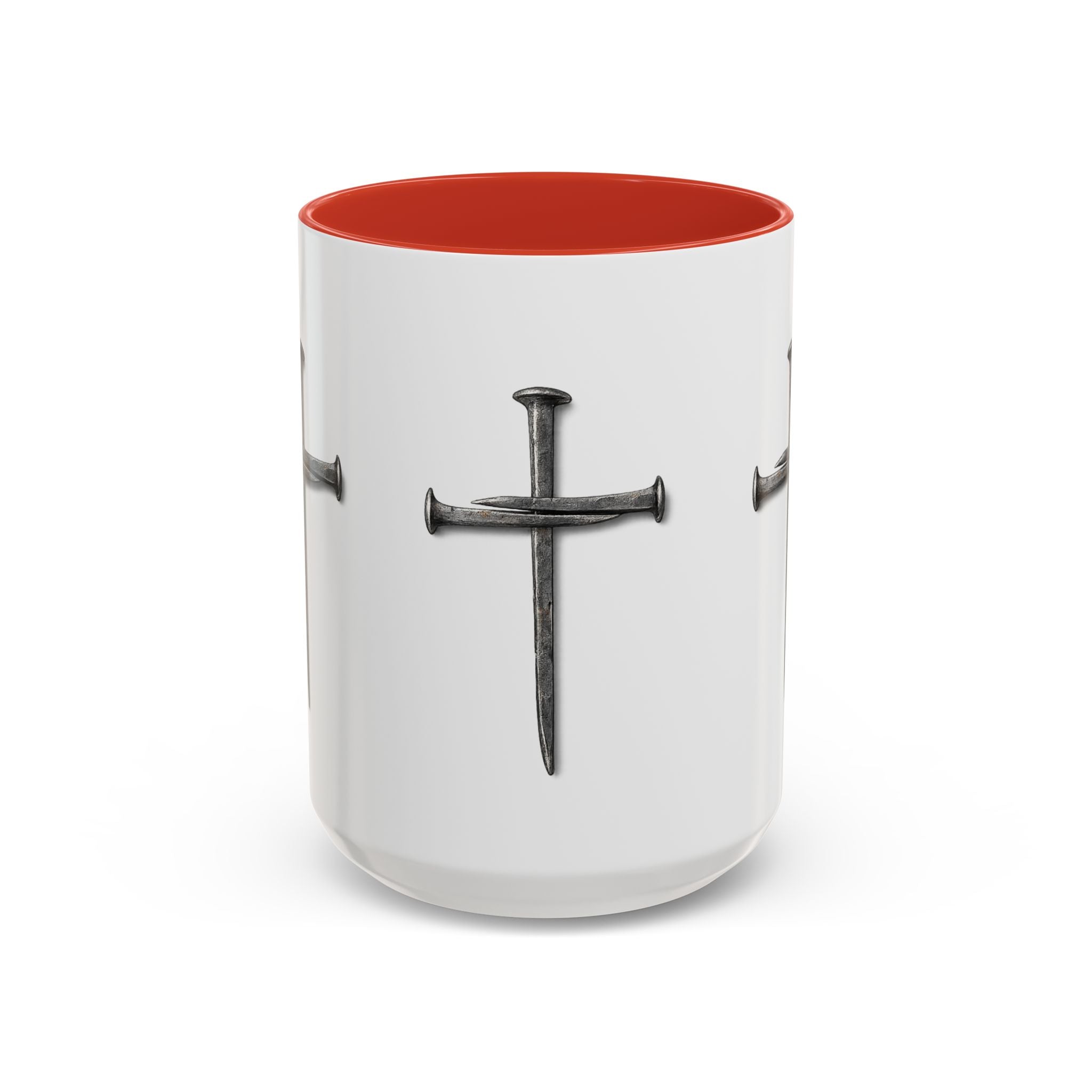 Nail Cross Accent Coffee Mug — Minimal Christian Faith 11/15oz