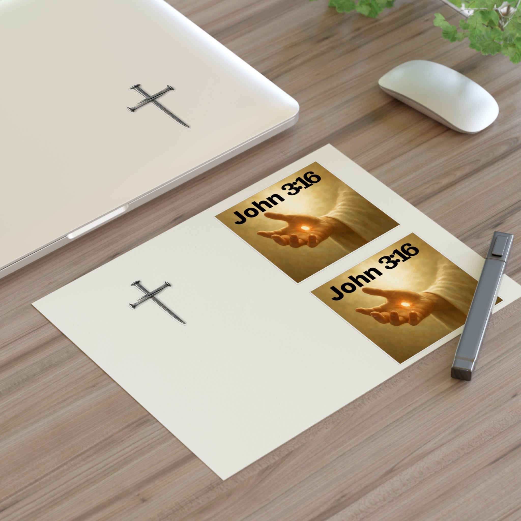 Cross Nail Sticker Sheet — Minimal Religious Vinyl Stickers for Journals, Bibles & Gifts