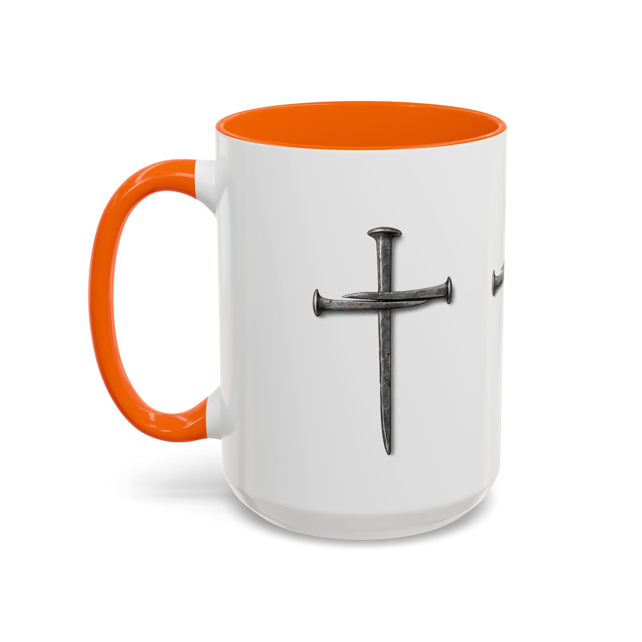 Nail Cross Accent Coffee Mug — Minimal Christian Faith 11/15oz