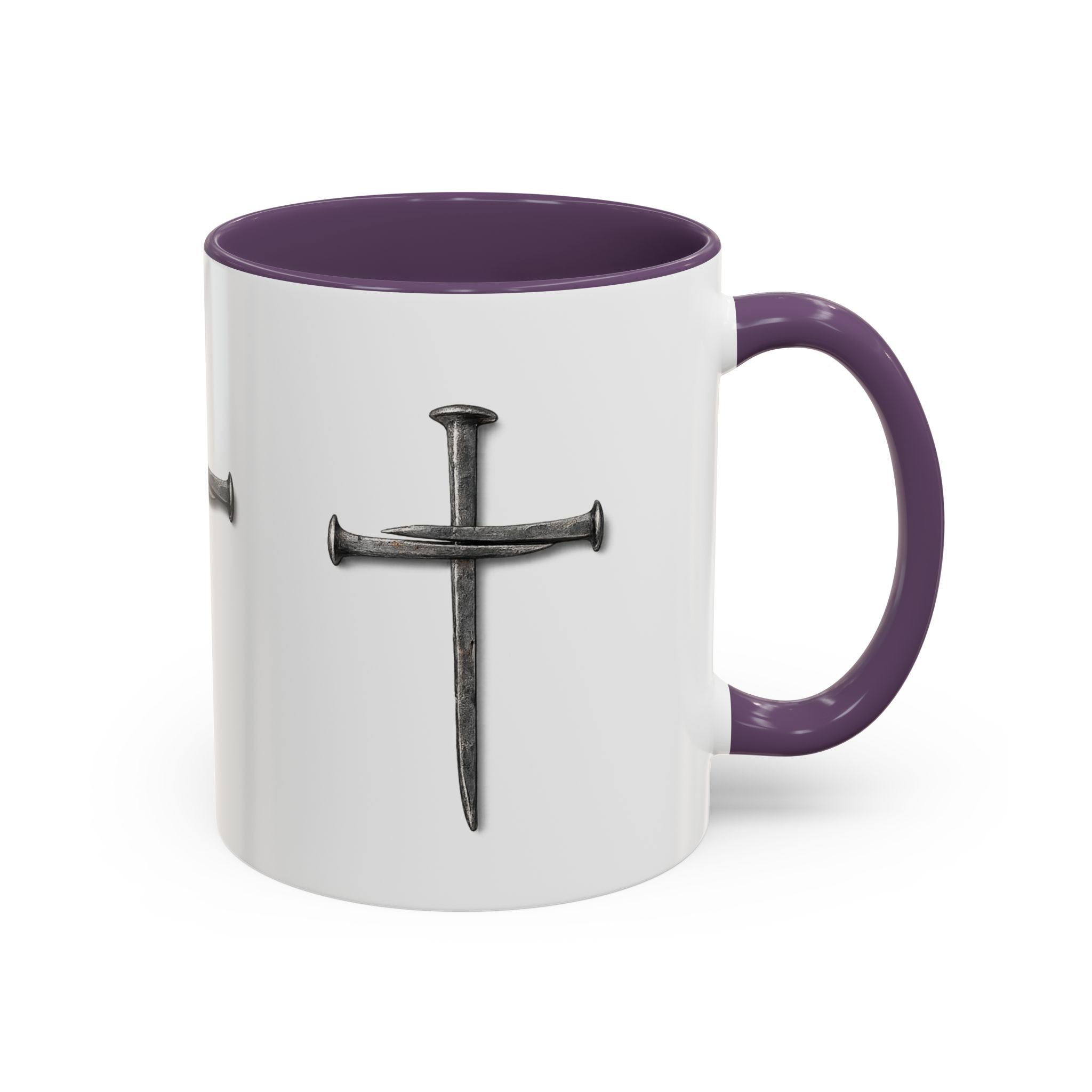 Nail Cross Accent Coffee Mug — Minimal Christian Faith 11/15oz