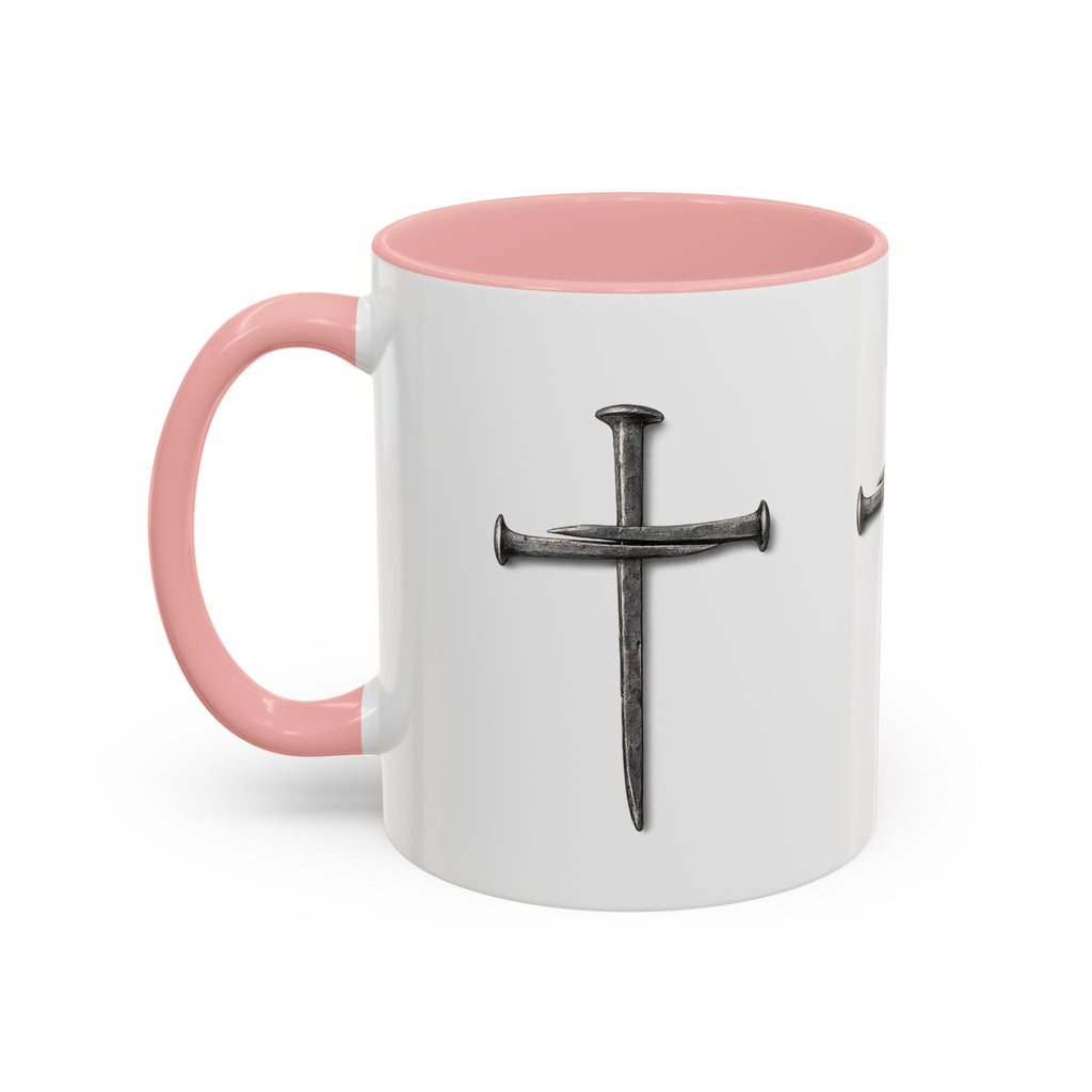 Nail Cross Accent Coffee Mug — Minimal Christian Faith 11/15oz