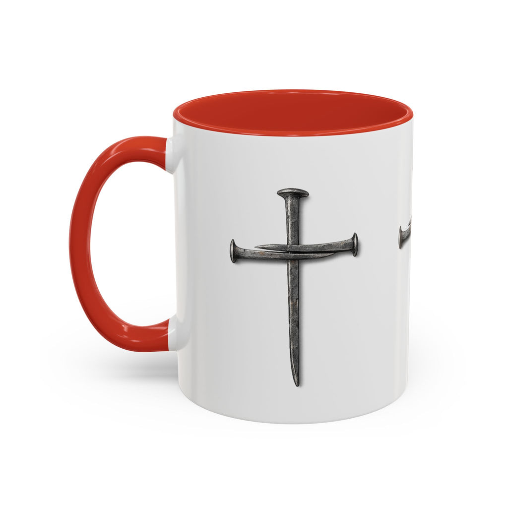 Nail Cross Accent Coffee Mug — Minimal Christian Faith 11/15oz