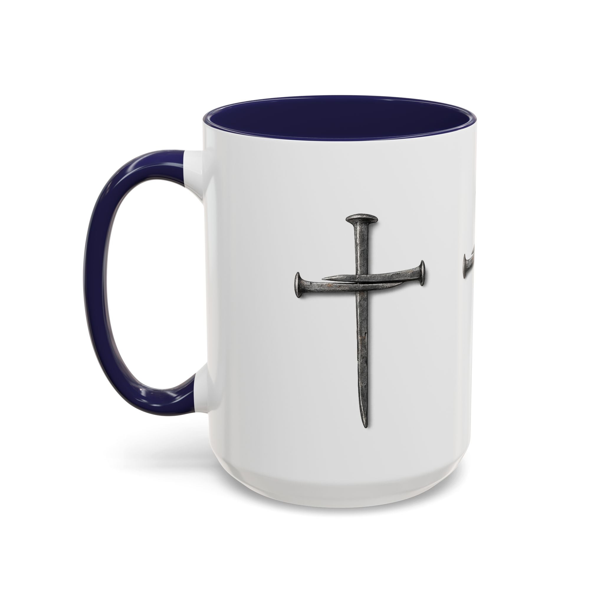 Nail Cross Accent Coffee Mug — Minimal Christian Faith 11/15oz