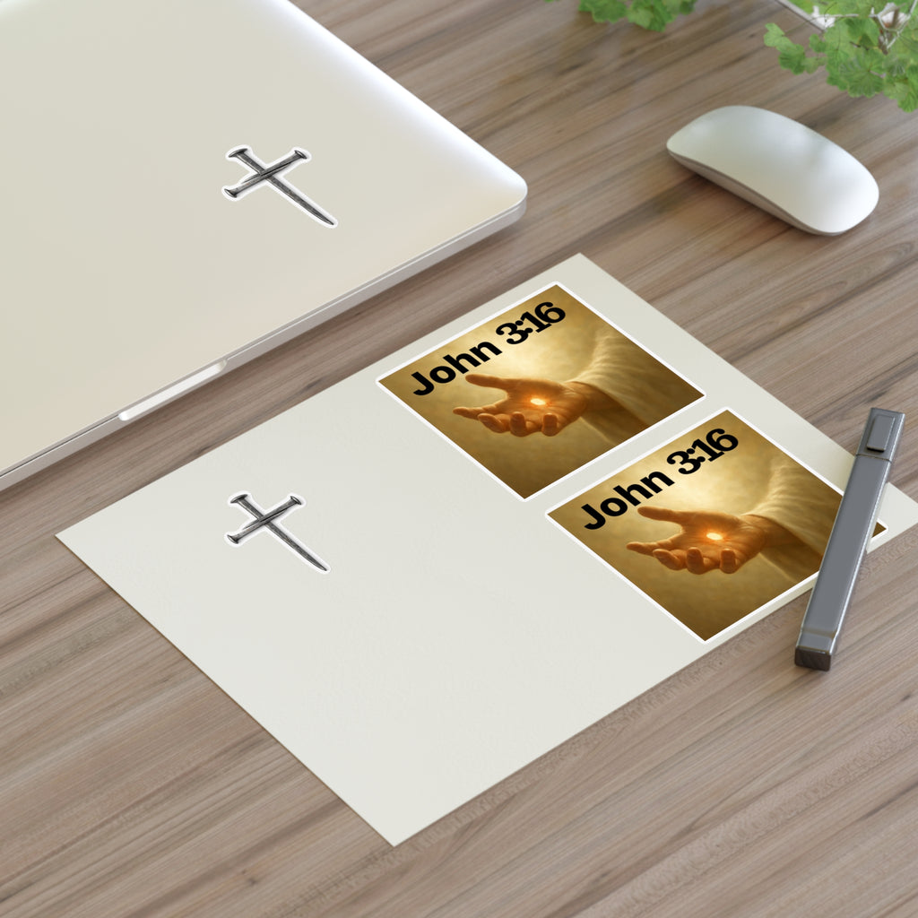 Cross Nail Sticker Sheet — Minimal Religious Vinyl Stickers for Journals, Bibles & Gifts