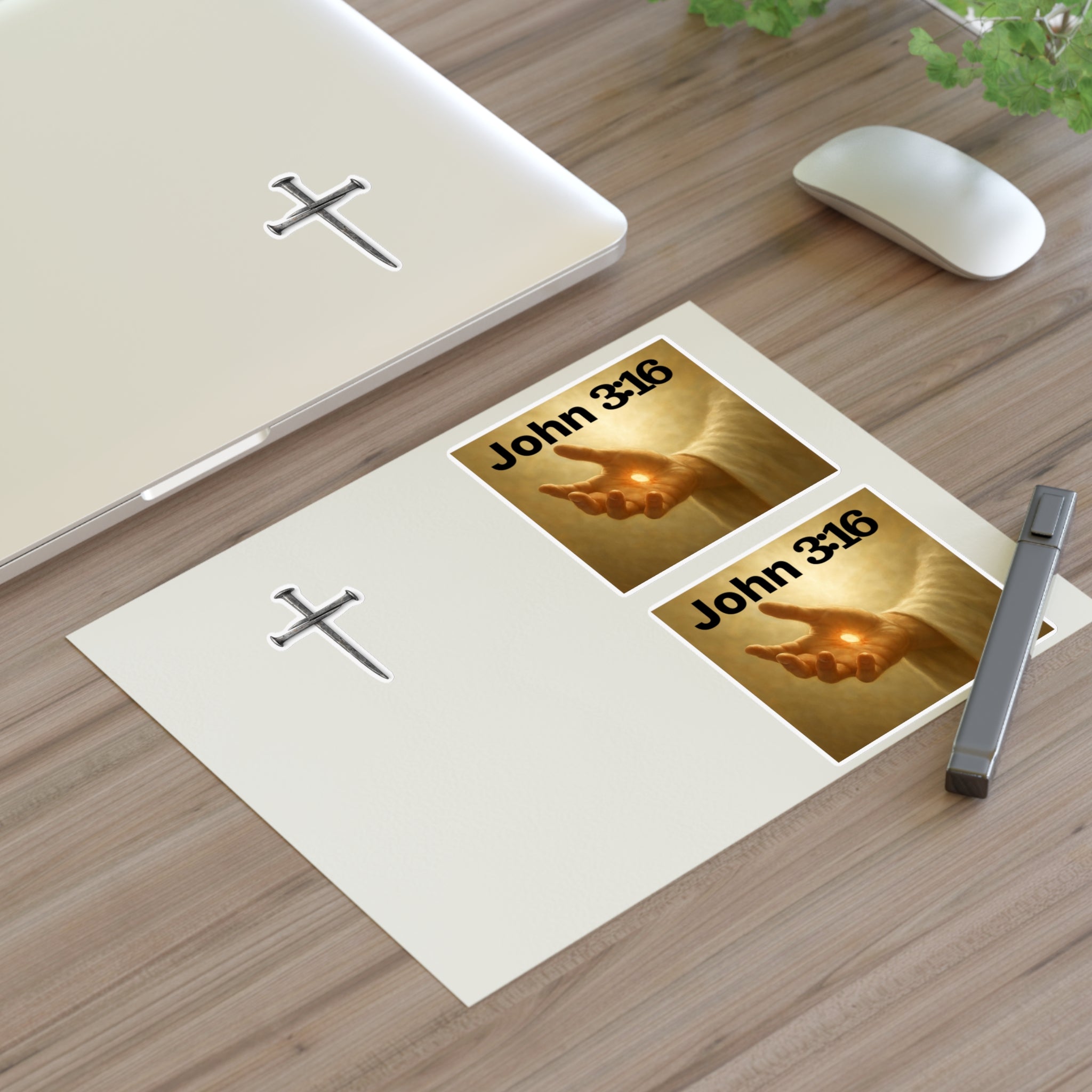 Cross Nail Sticker Sheet — Minimal Religious Vinyl Stickers for Journals, Bibles & Gifts