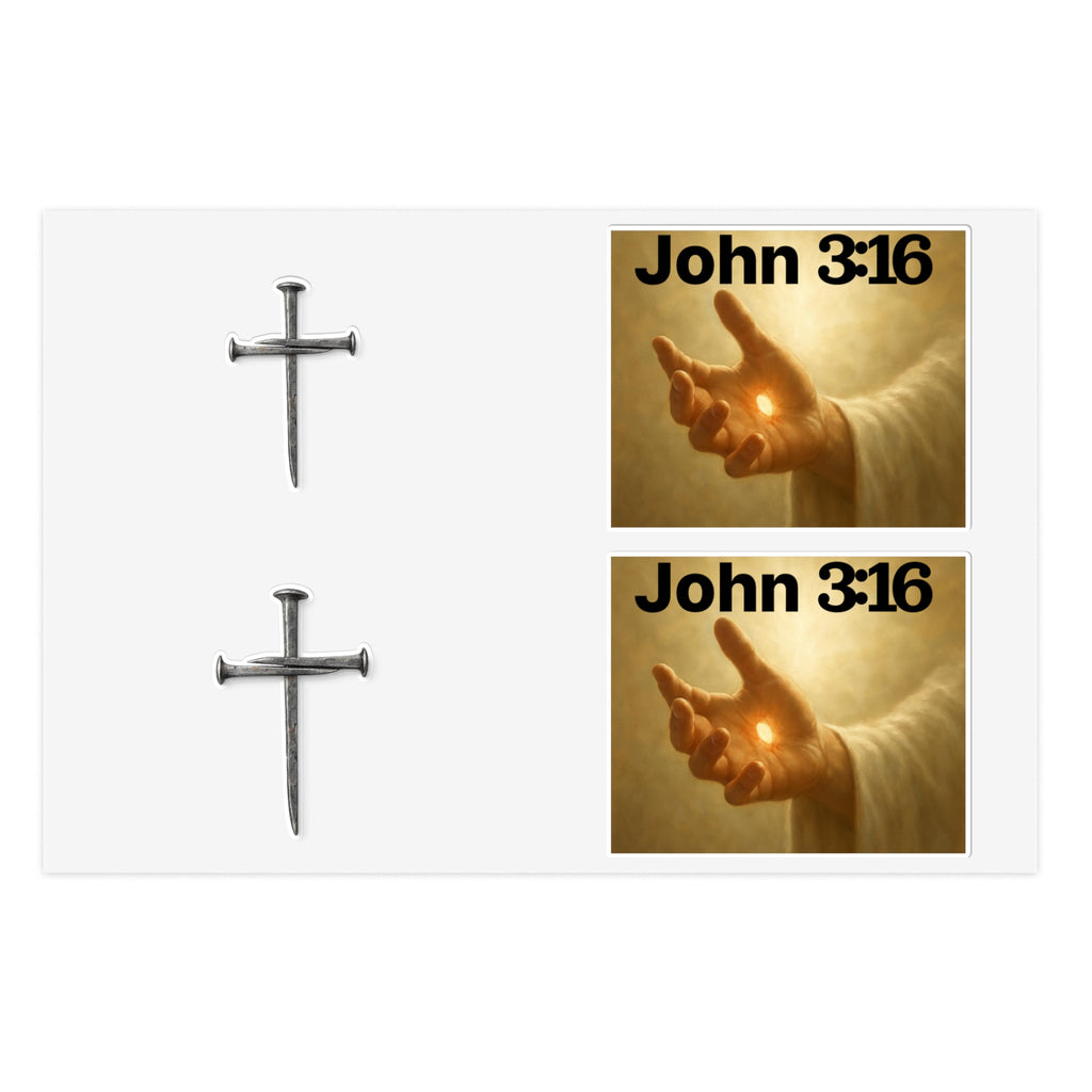 Cross Nail Sticker Sheet — Minimal Religious Vinyl Stickers for Journals, Bibles & Gifts