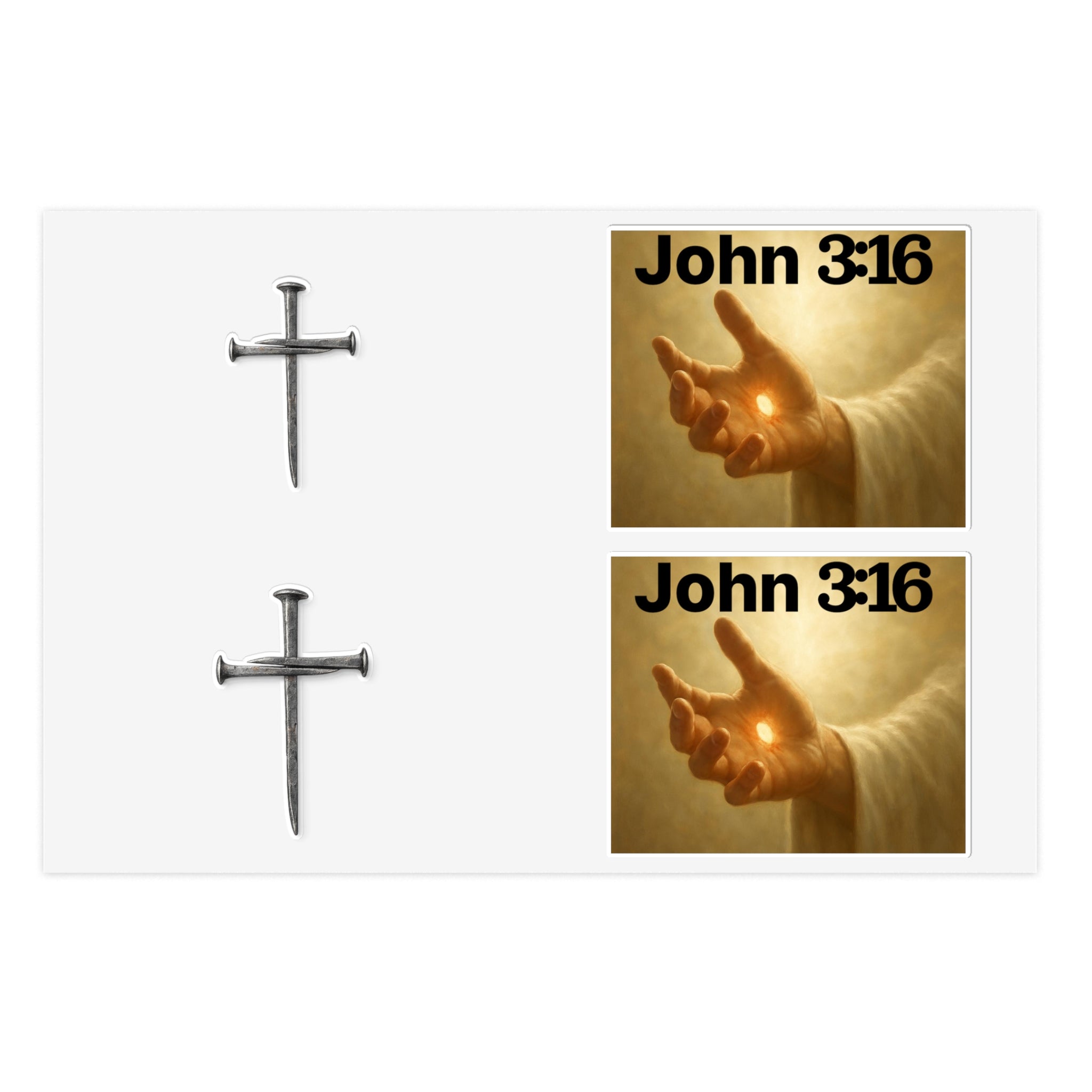 Cross Nail Sticker Sheet — Minimal Religious Vinyl Stickers for Journals, Bibles & Gifts