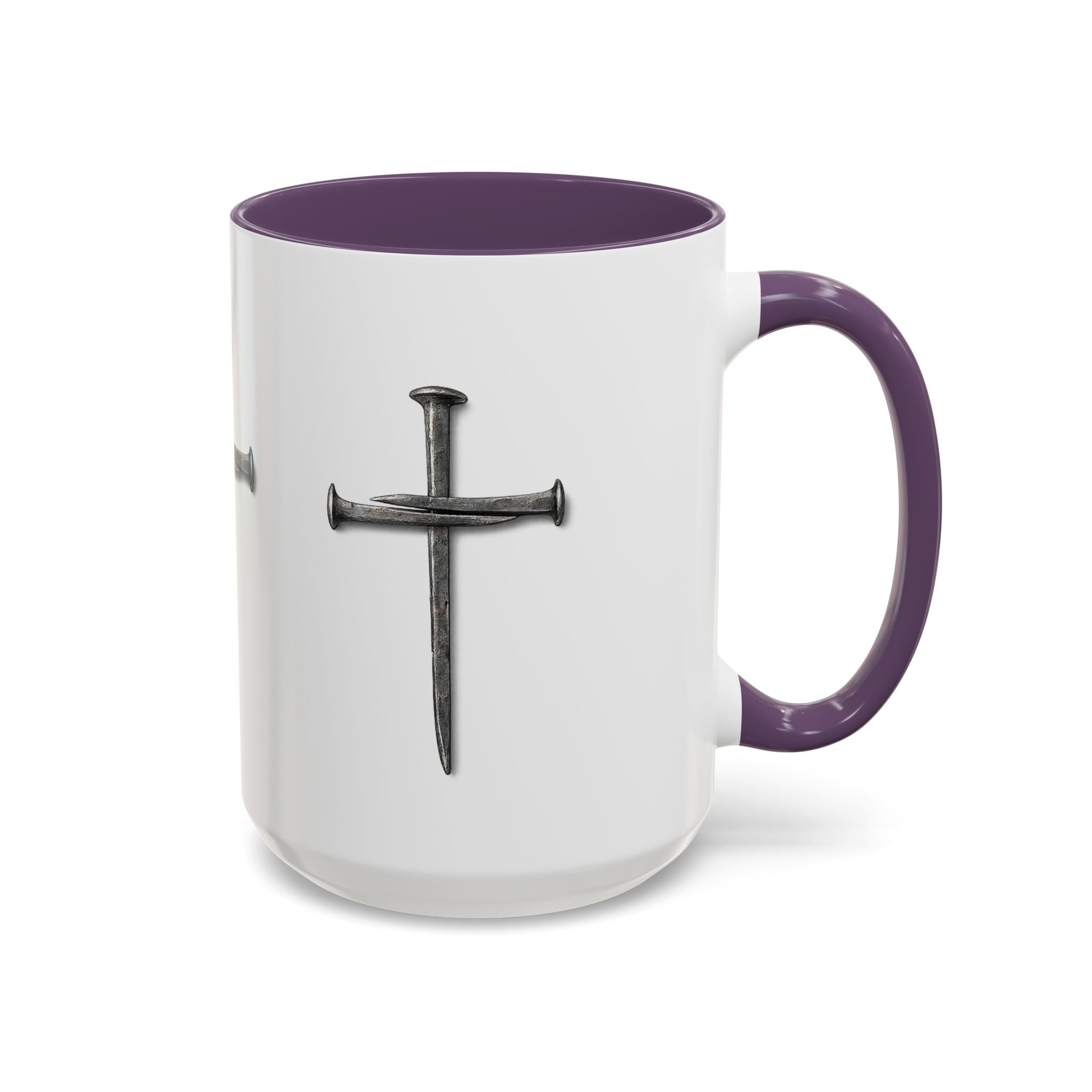 Nail Cross Accent Coffee Mug — Minimal Christian Faith 11/15oz