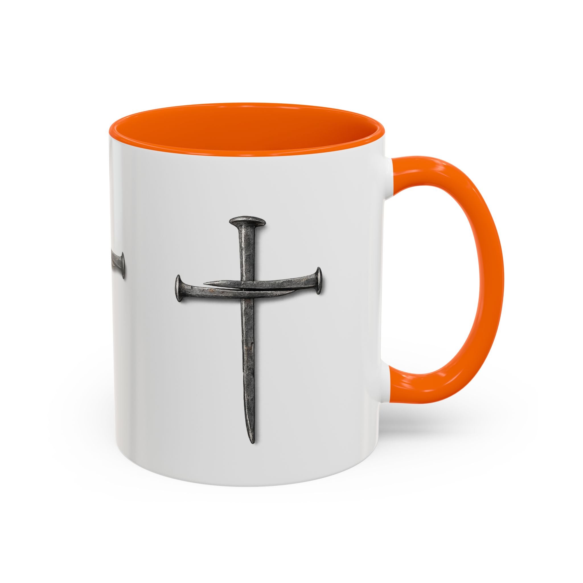 Nail Cross Accent Coffee Mug — Minimal Christian Faith 11/15oz