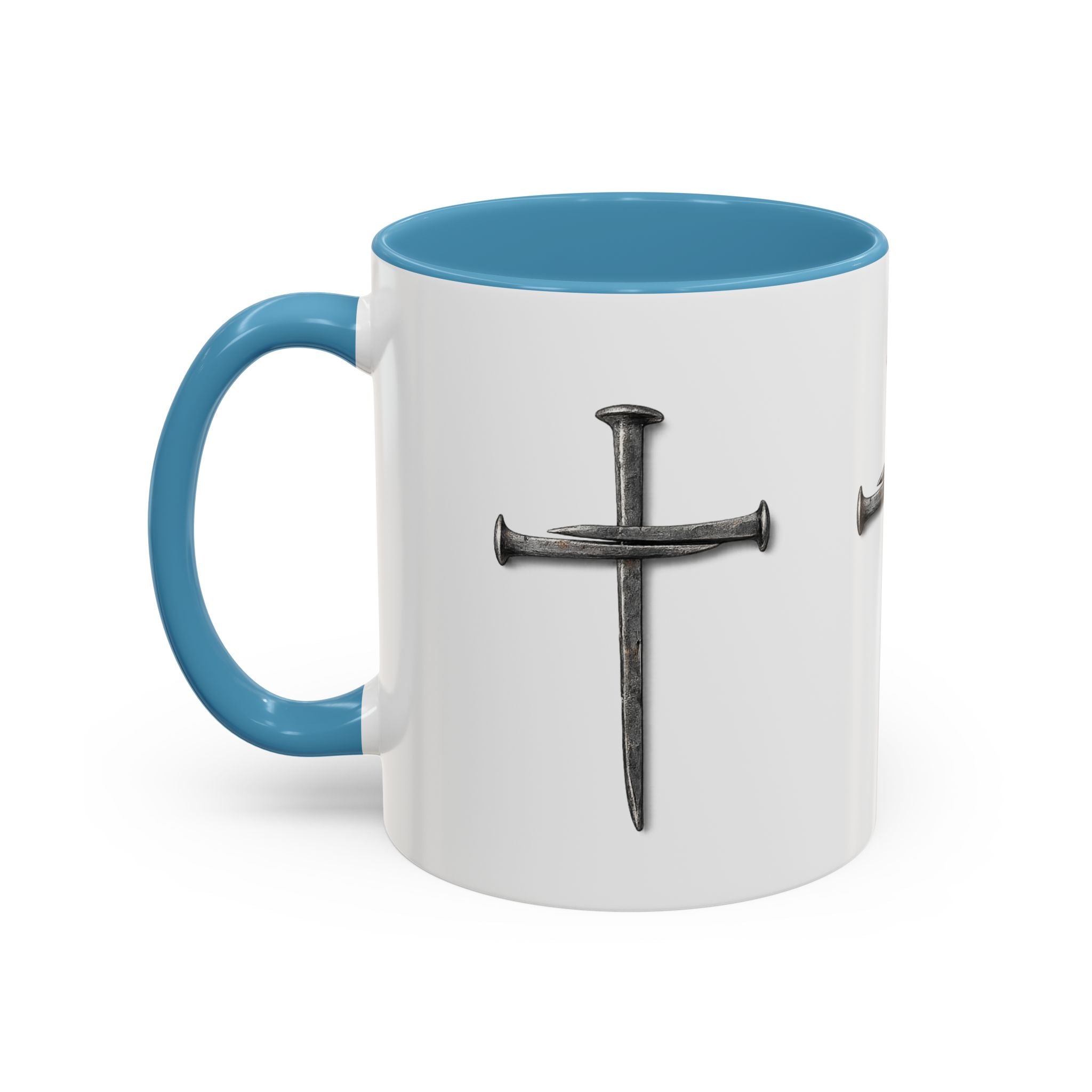 Nail Cross Accent Coffee Mug — Minimal Christian Faith 11/15oz