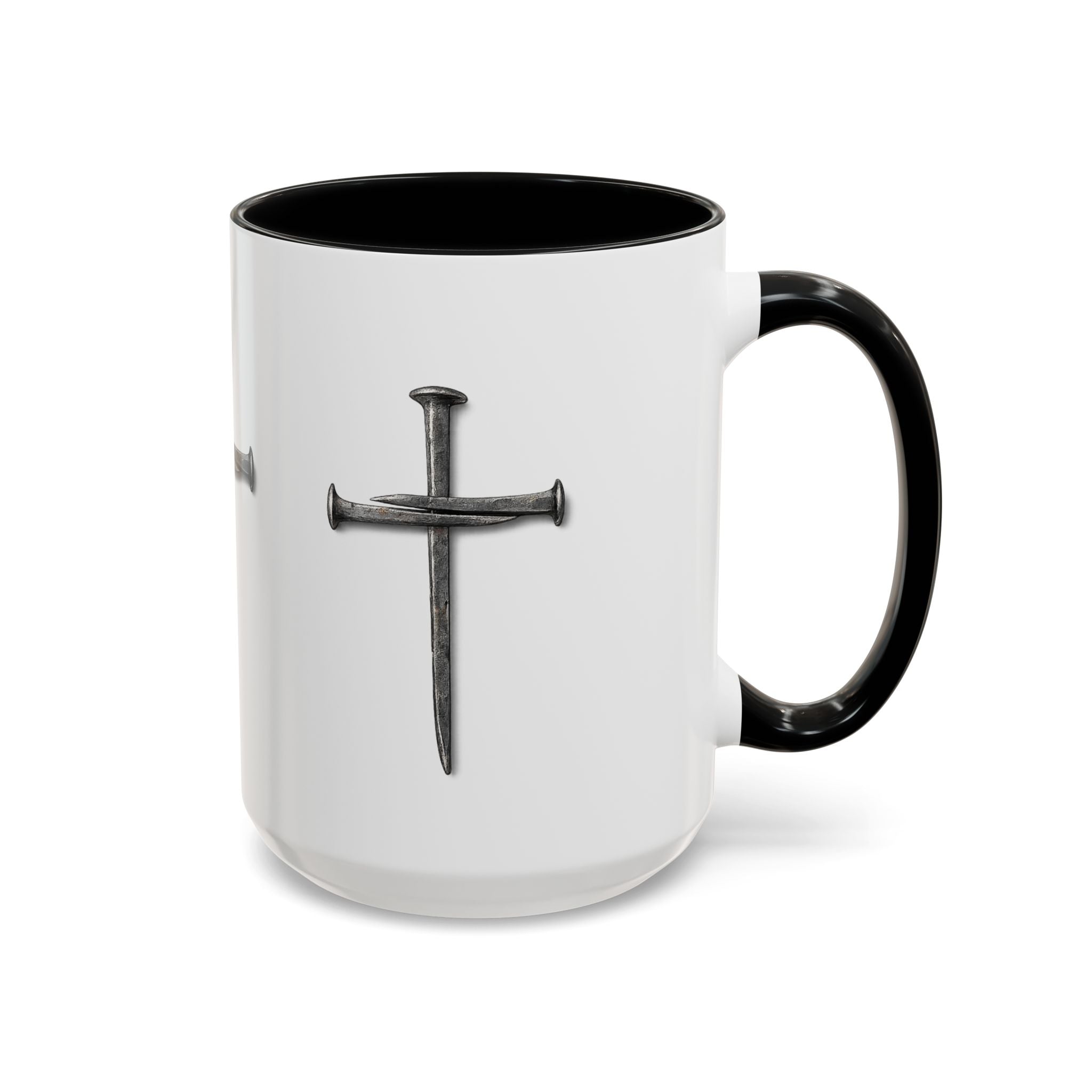Nail Cross Accent Coffee Mug — Minimal Christian Faith 11/15oz