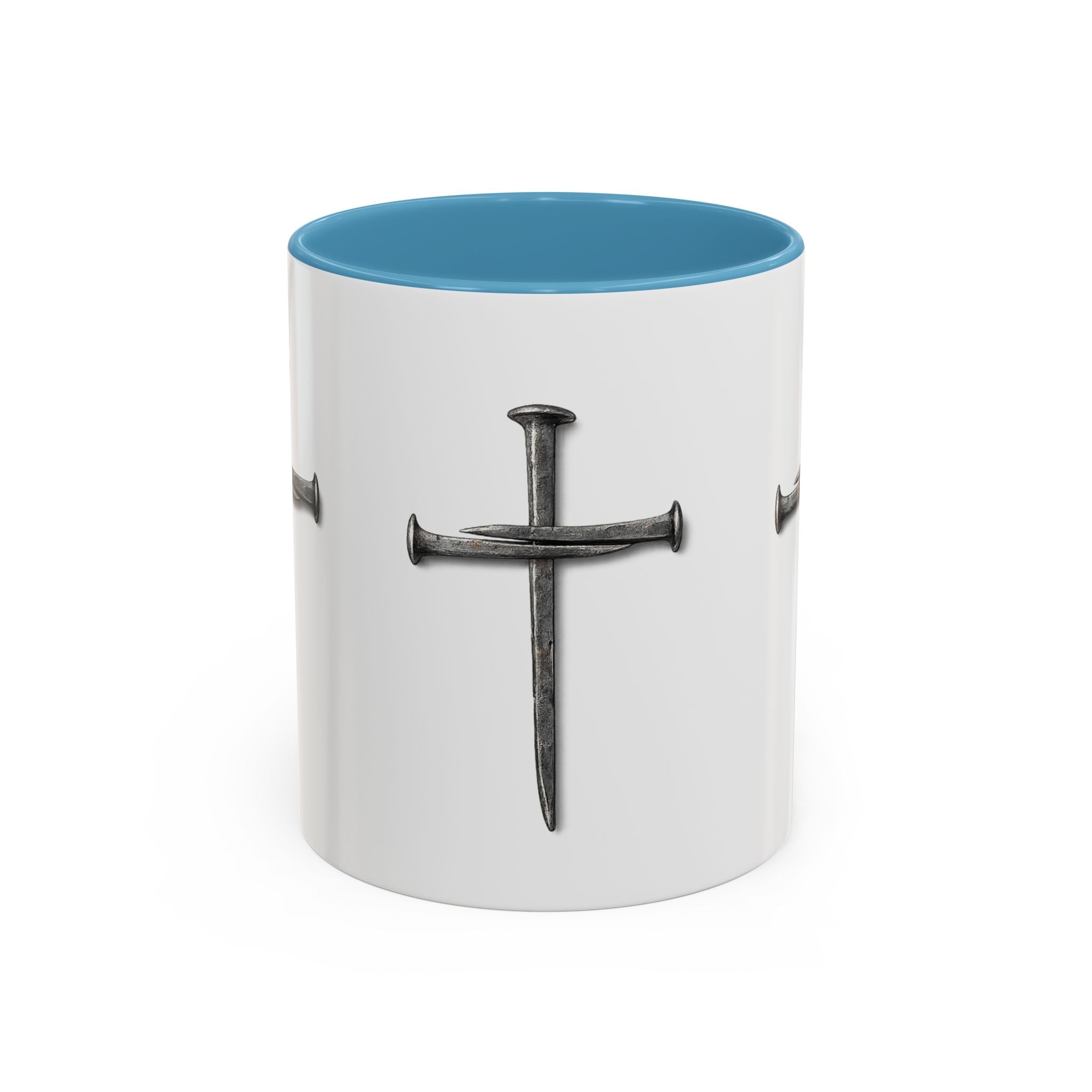 Nail Cross Accent Coffee Mug — Minimal Christian Faith 11/15oz