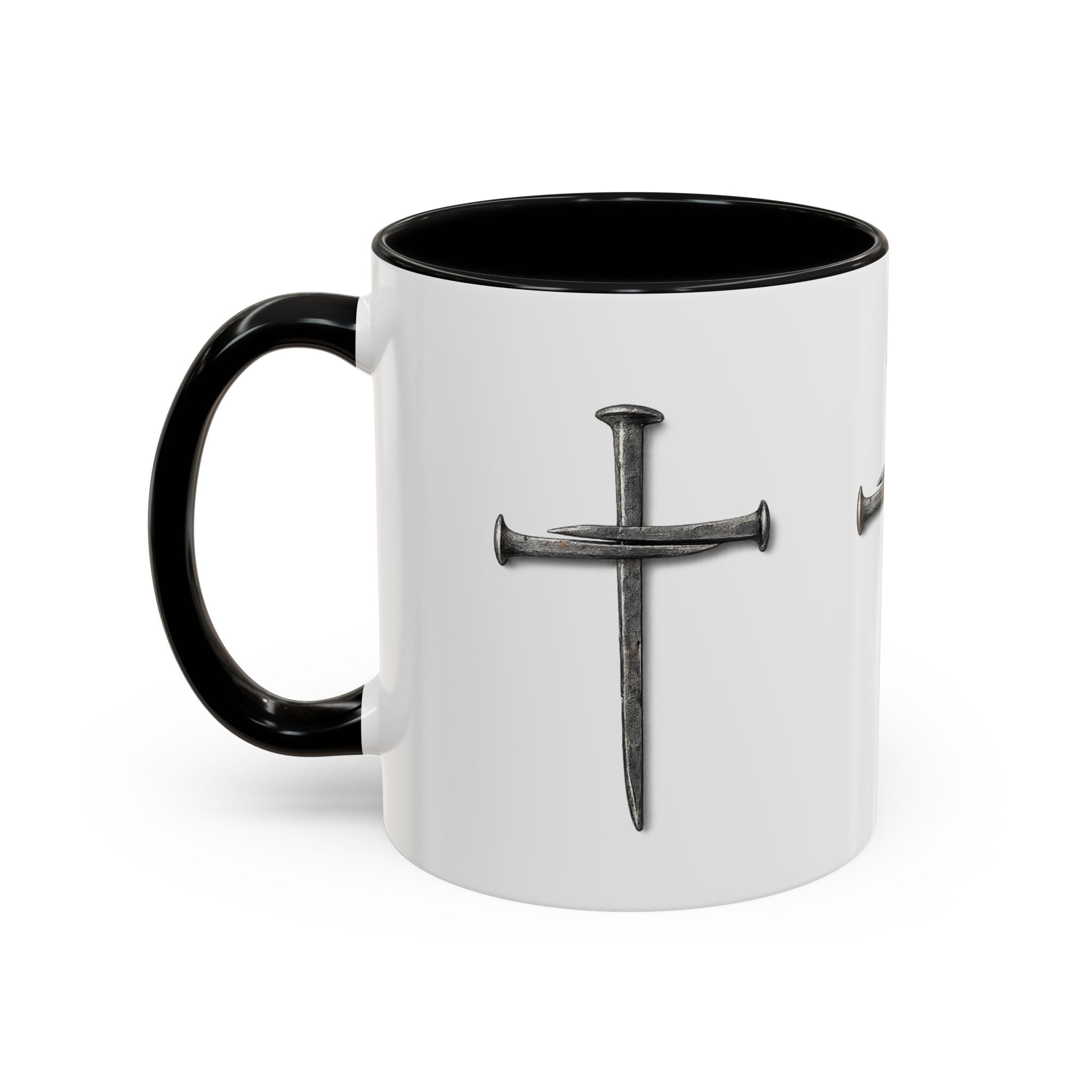 Nail Cross Accent Coffee Mug — Minimal Christian Faith 11/15oz