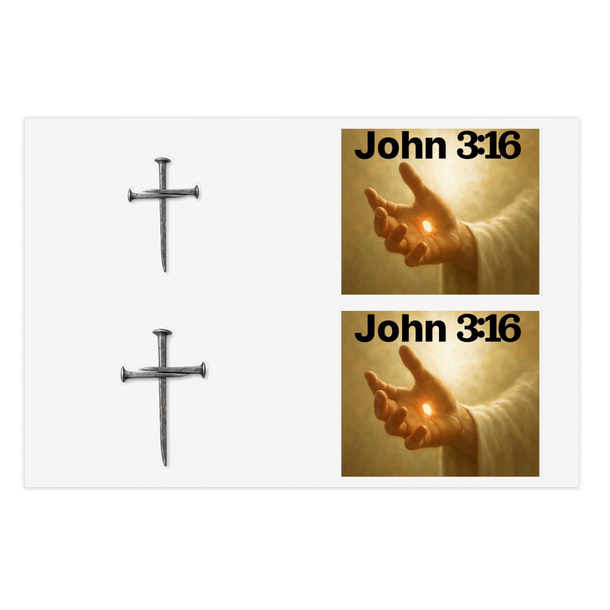 Cross Nail Sticker Sheet — Minimal Religious Vinyl Stickers for Journals, Bibles & Gifts