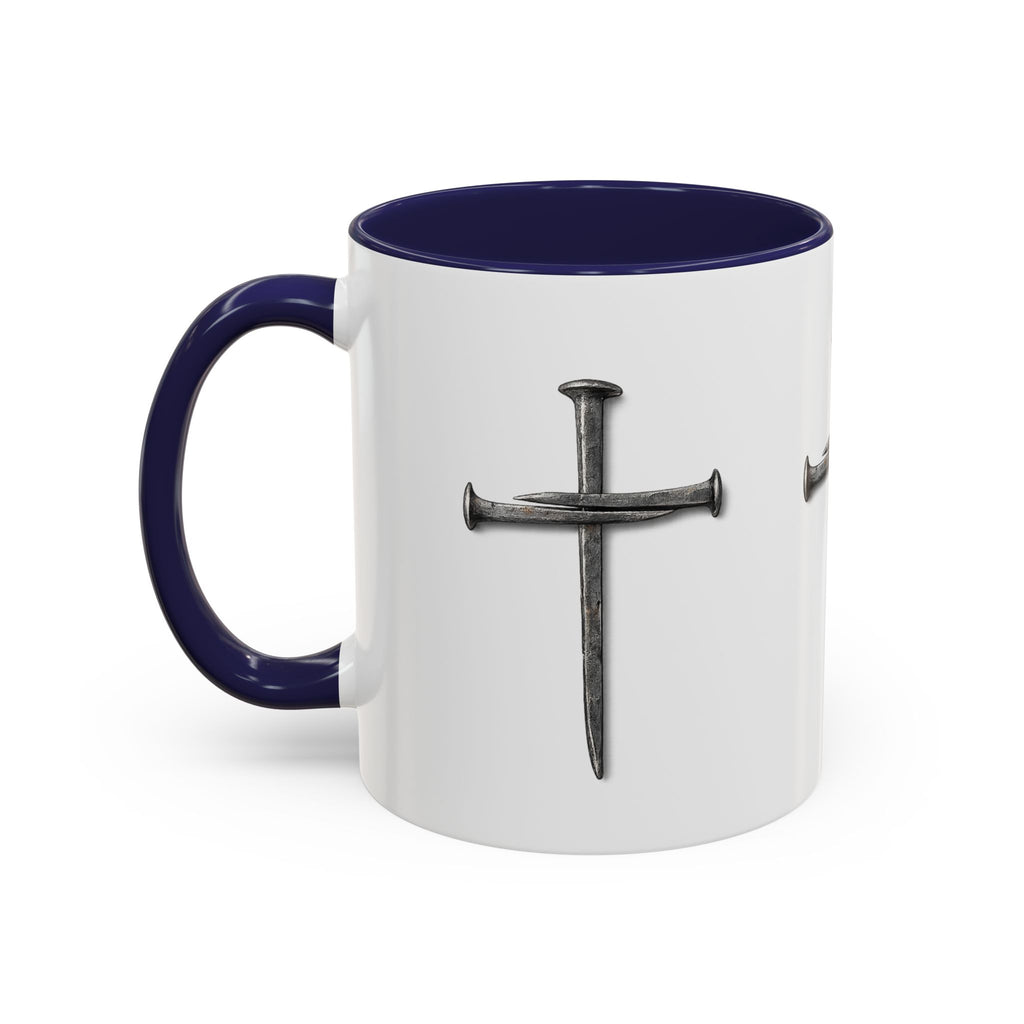 Nail Cross Accent Coffee Mug — Minimal Christian Faith 11/15oz