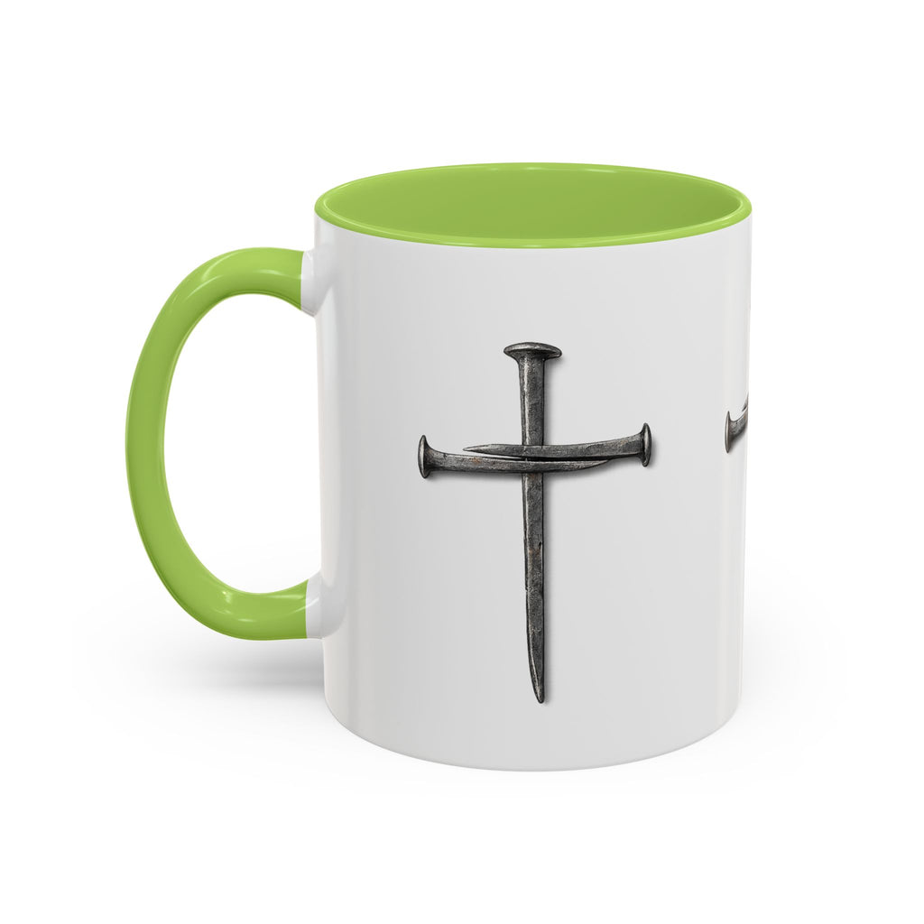 Nail Cross Accent Coffee Mug — Minimal Christian Faith 11/15oz