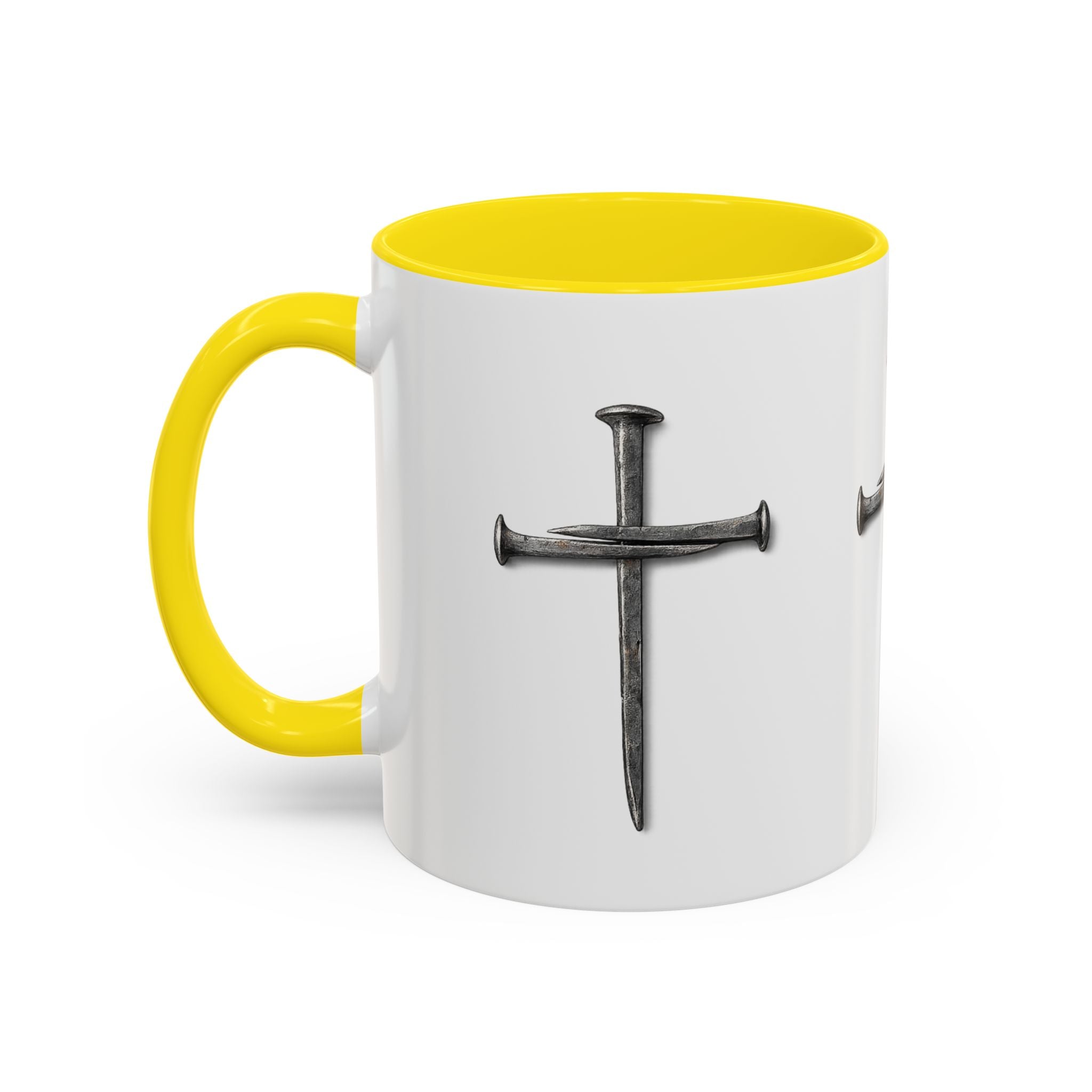 Nail Cross Accent Coffee Mug — Minimal Christian Faith 11/15oz