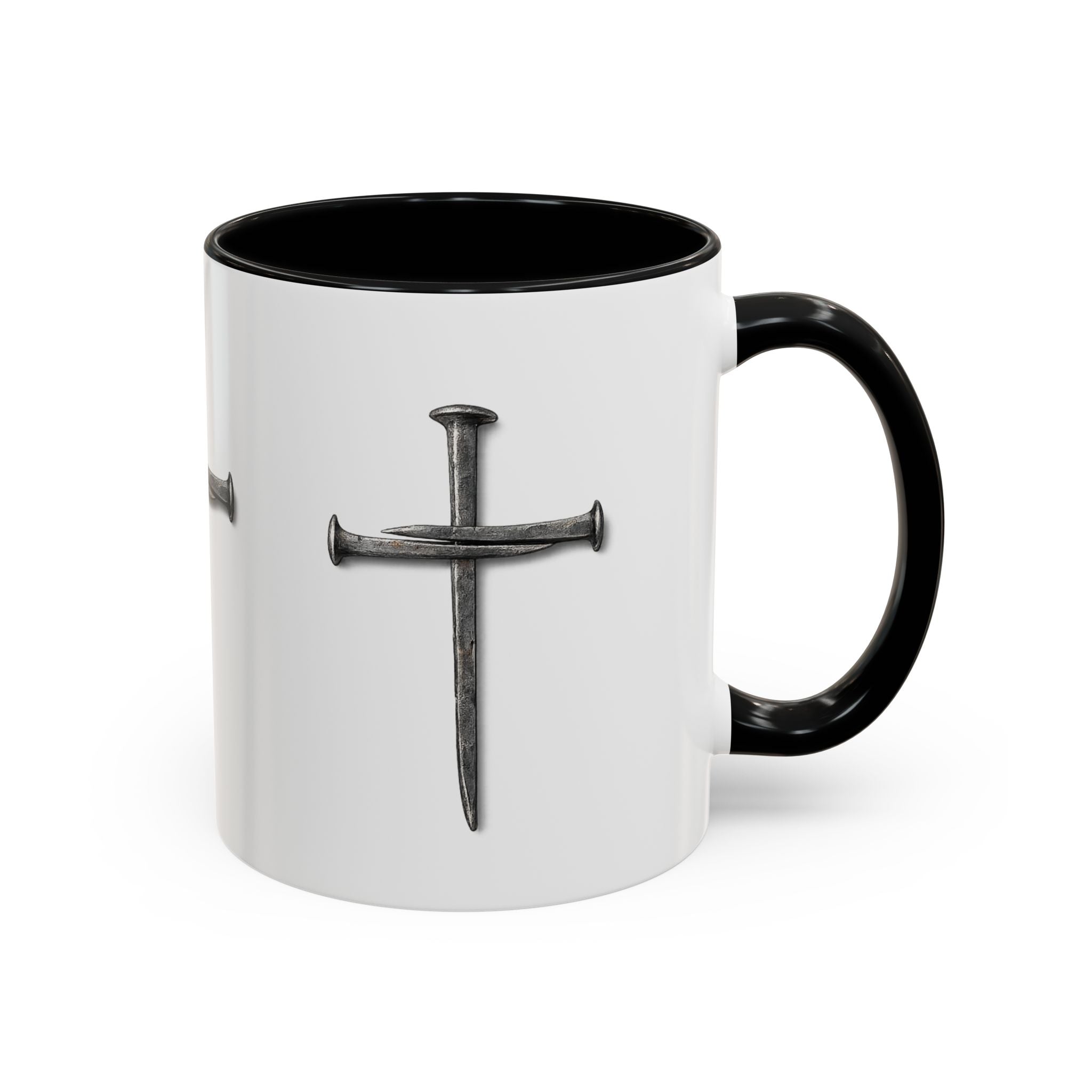 Nail Cross Accent Coffee Mug — Minimal Christian Faith 11/15oz