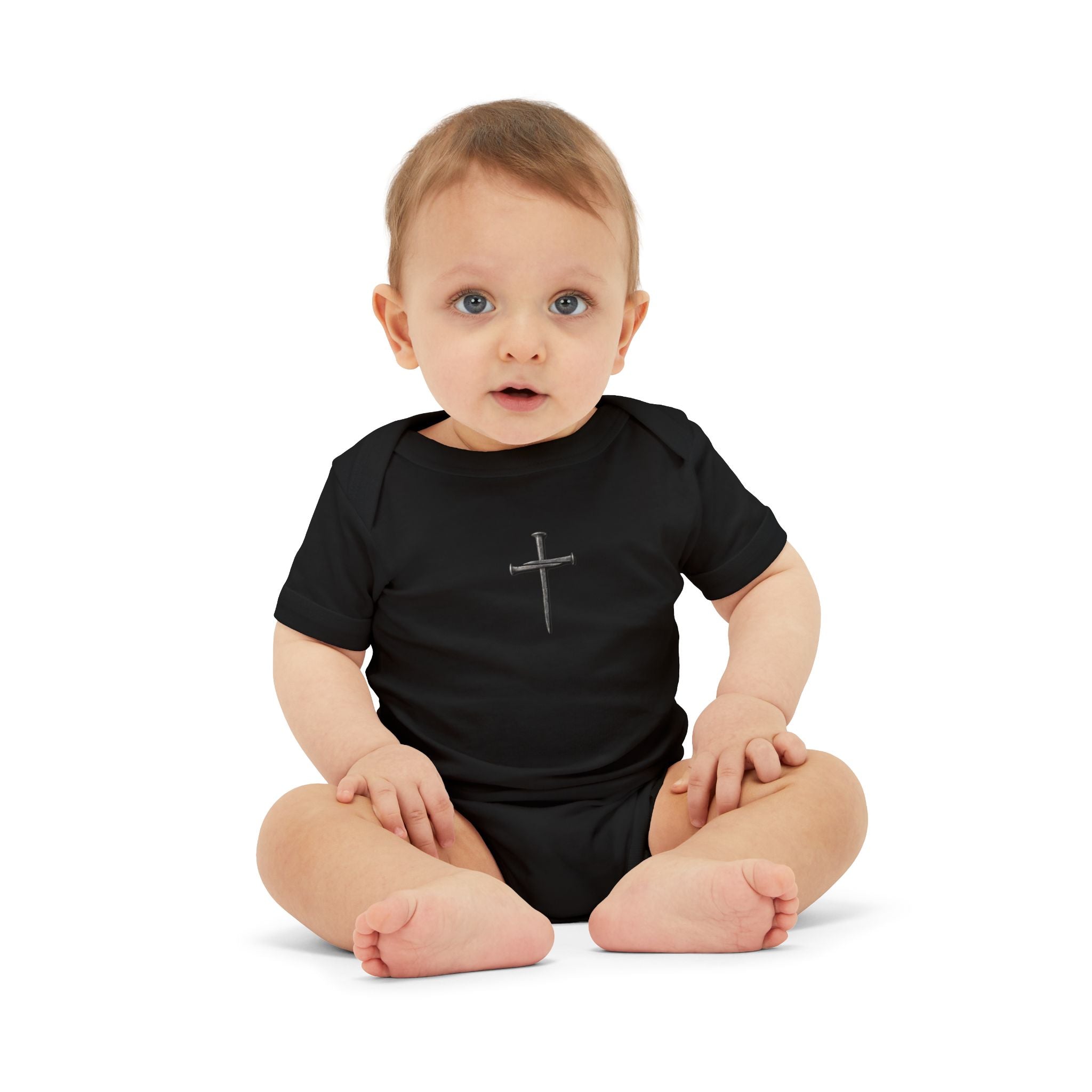Infant Onesie with Simple Cross - Christian Baby Baptism Gift