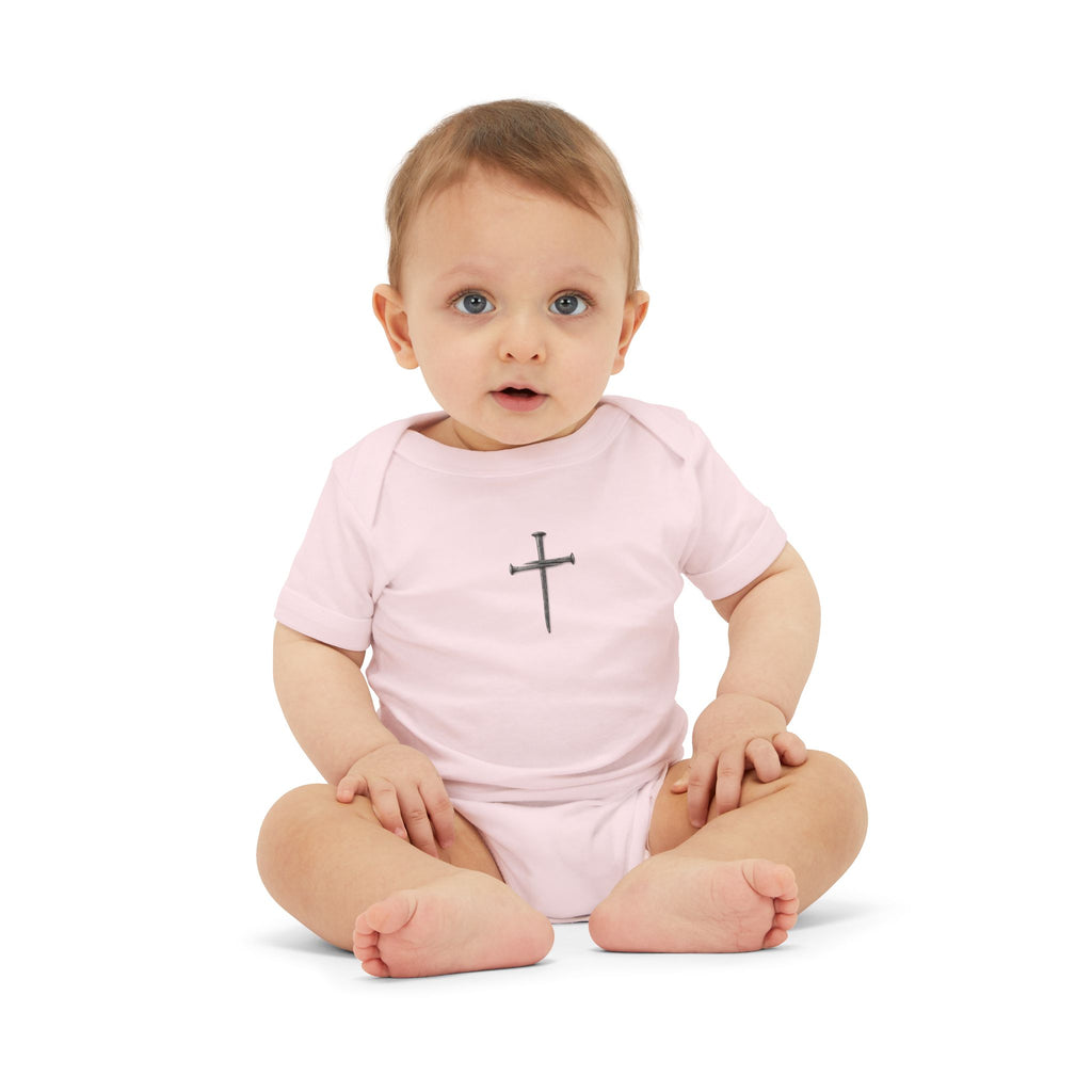 Infant Onesie with Simple Cross - Christian Baby Baptism Gift