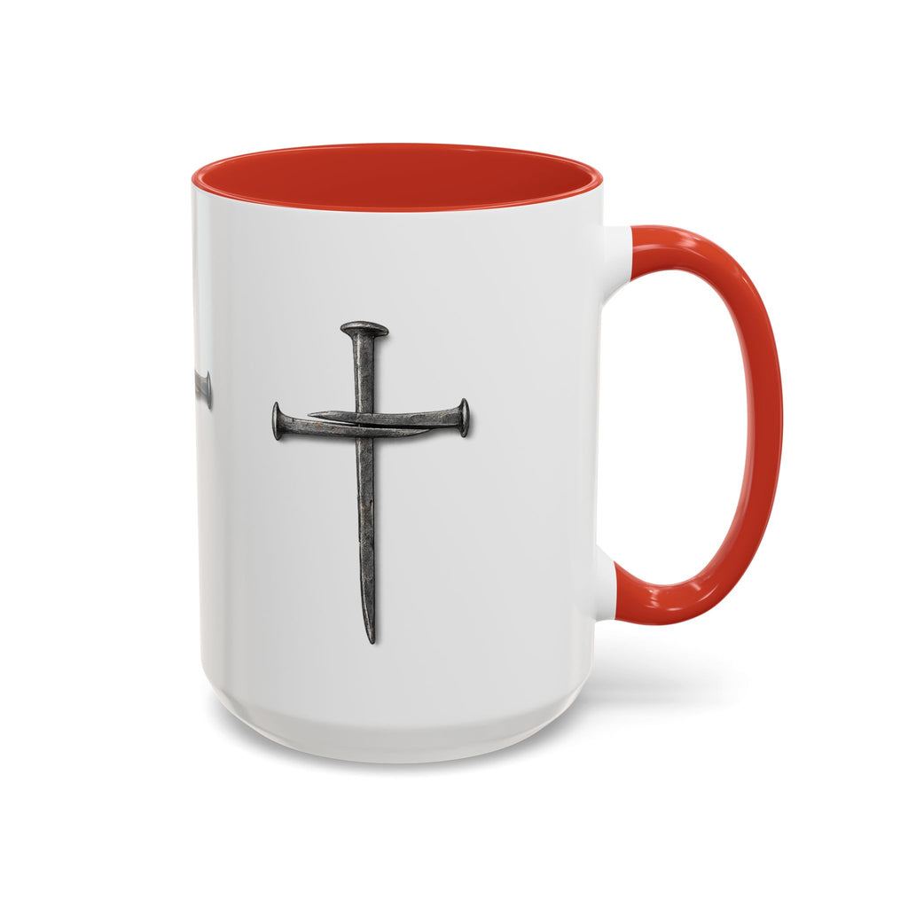Nail Cross Accent Coffee Mug — Minimal Christian Faith 11/15oz