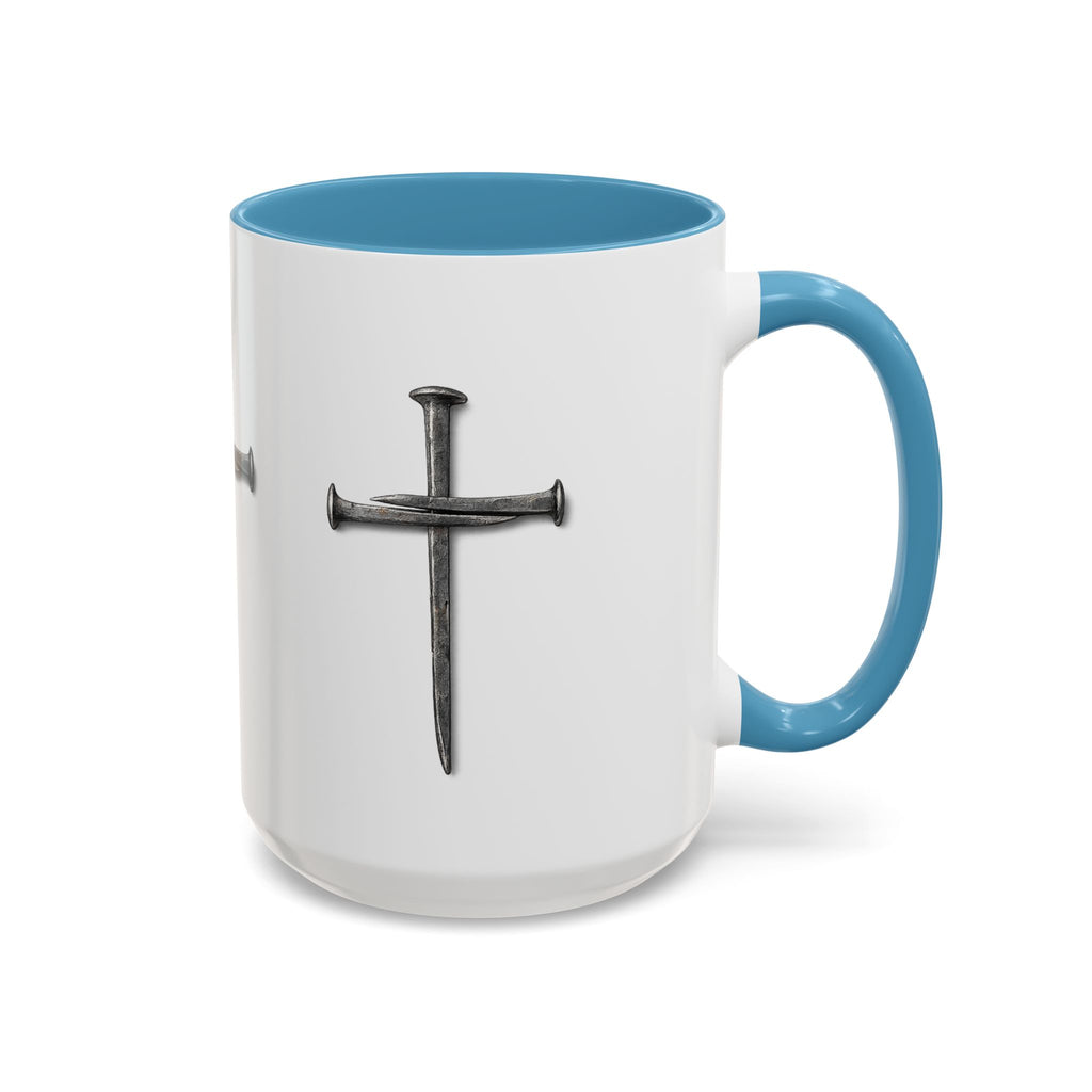 Nail Cross Accent Coffee Mug — Minimal Christian Faith 11/15oz