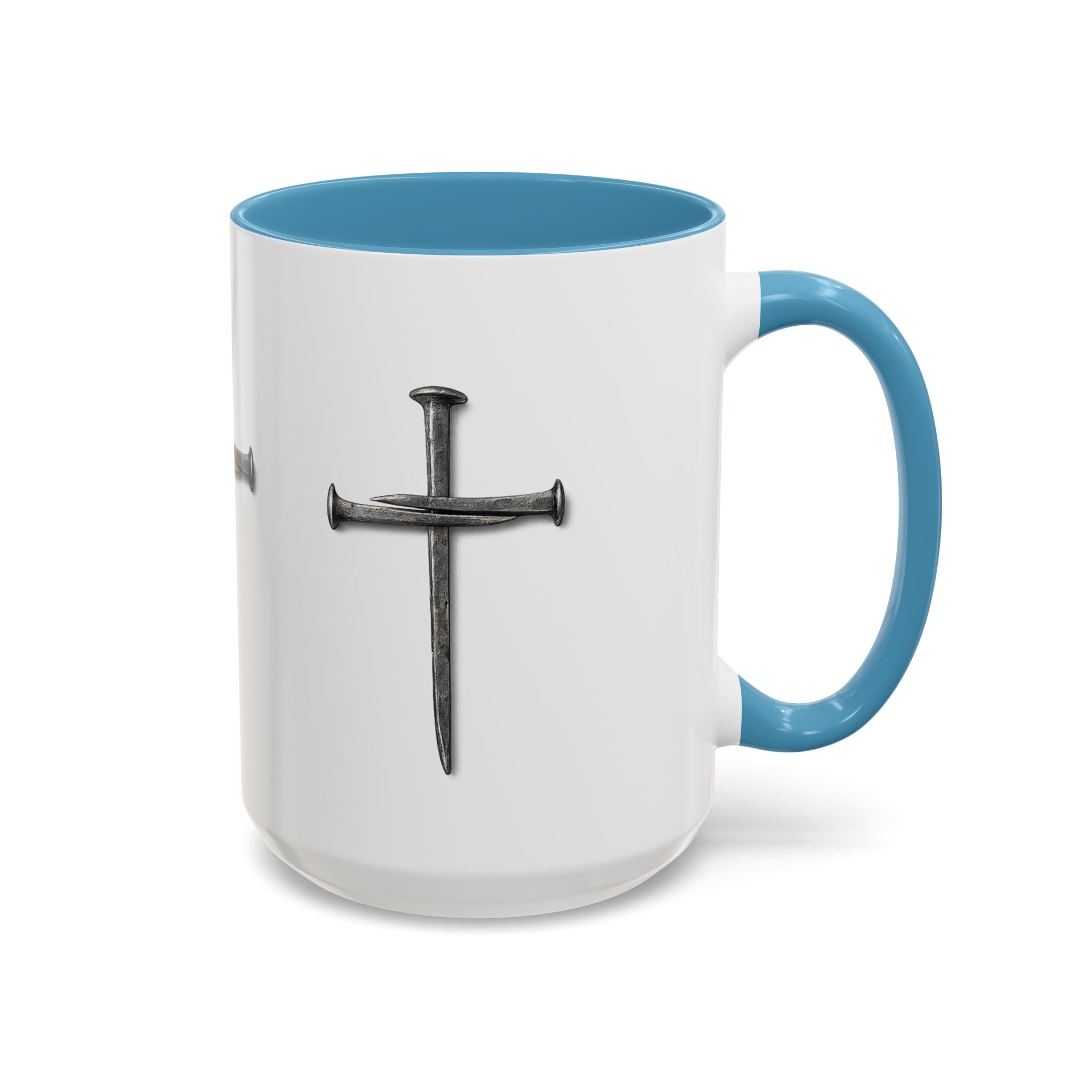 Nail Cross Accent Coffee Mug — Minimal Christian Faith 11/15oz