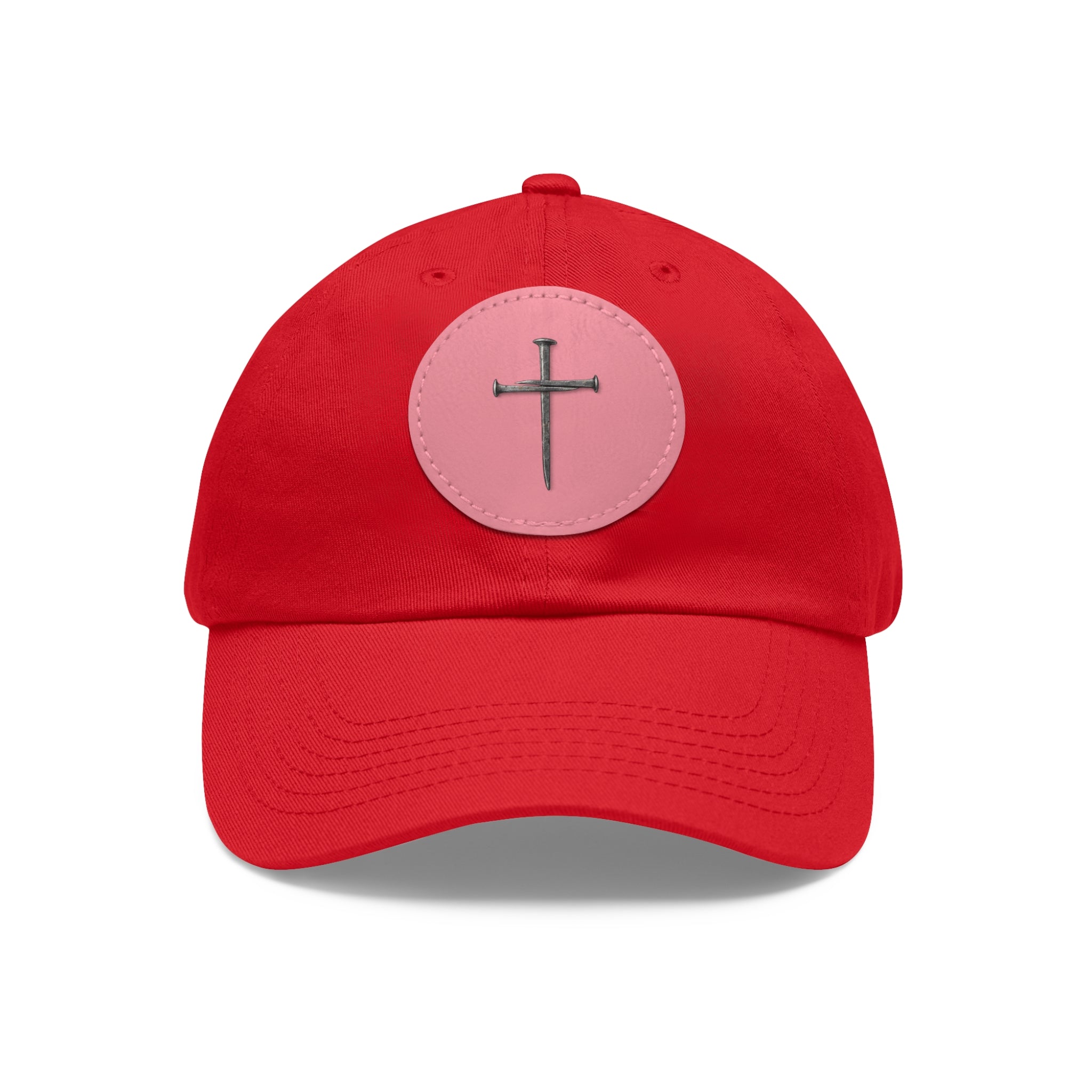 Embroidered Cross Leather Patch Dad Hat — Minimal Christian Baseball Cap