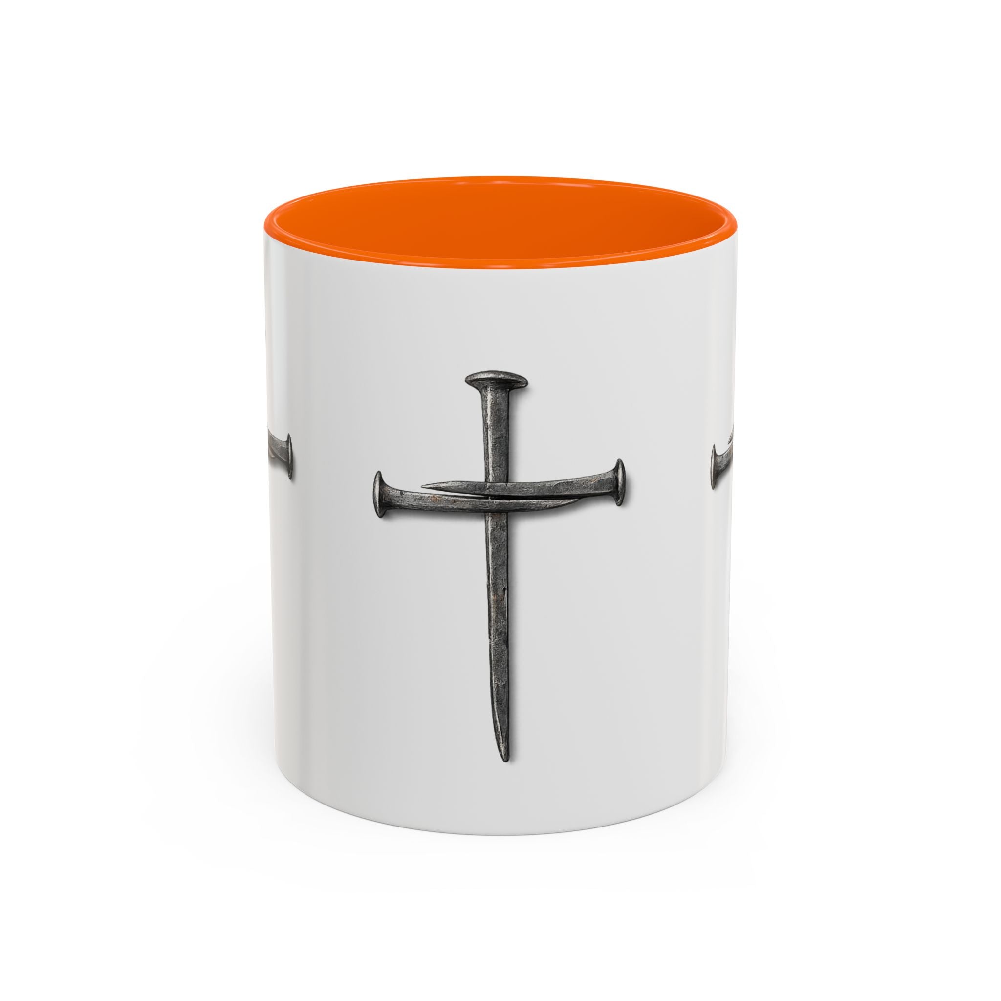 Nail Cross Accent Coffee Mug — Minimal Christian Faith 11/15oz