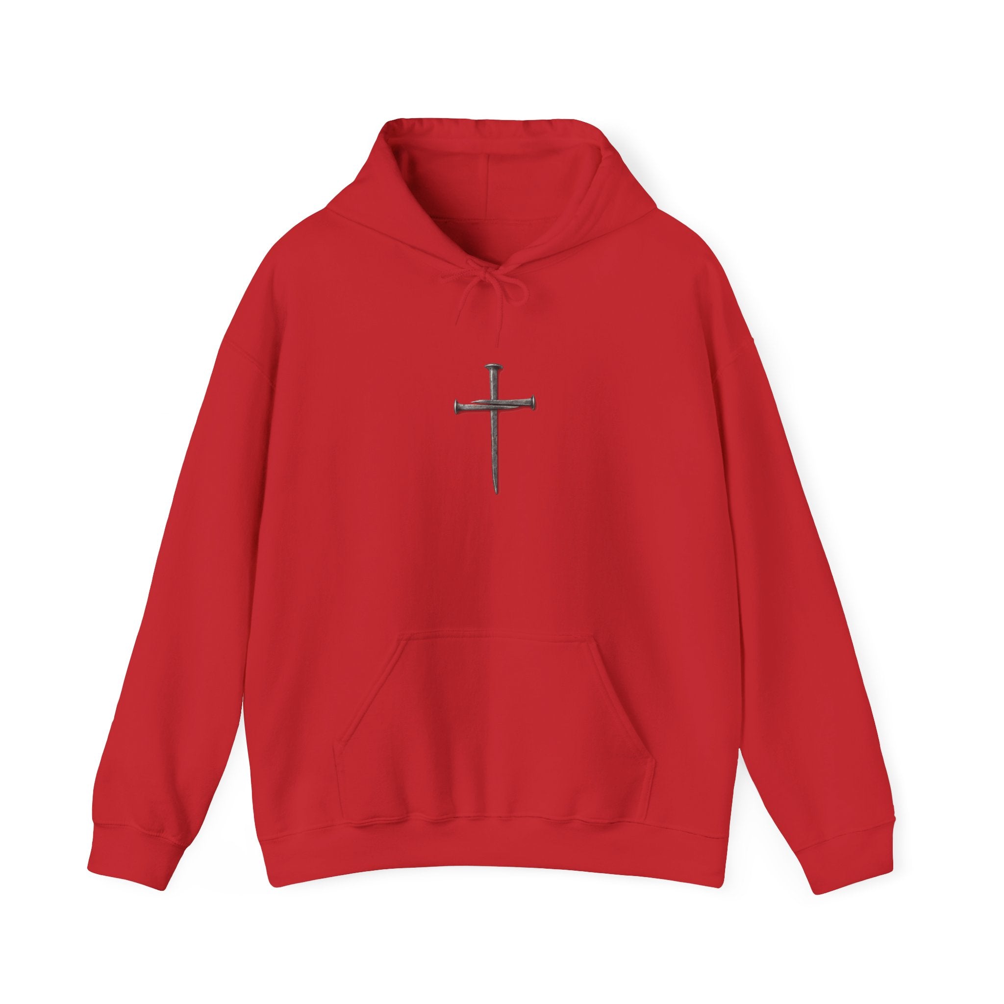 Minimal Cross Hoodie — Small Distressed Christian Cross Pullover