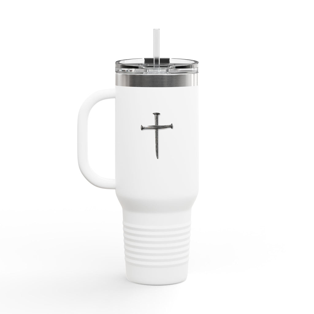 40oz Insulated Travel Tumbler with Cross - Large Christian Coffee Mug, Stainless Steel Thermal Cup