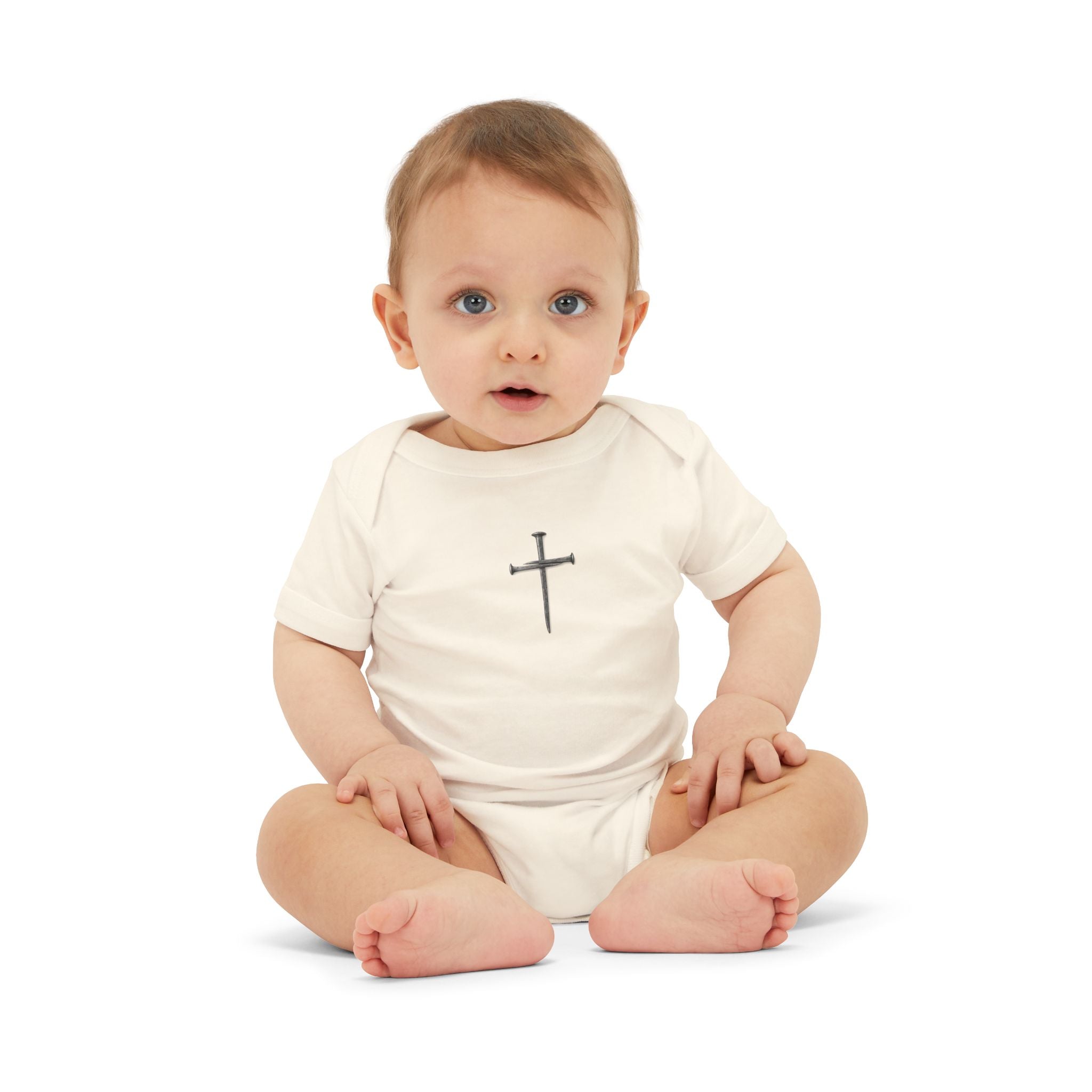 Infant Onesie with Simple Cross - Christian Baby Baptism Gift