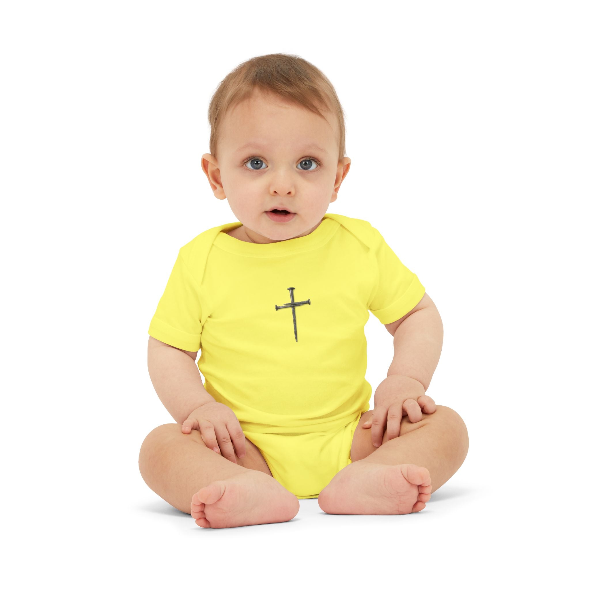 Infant Onesie with Simple Cross - Christian Baby Baptism Gift