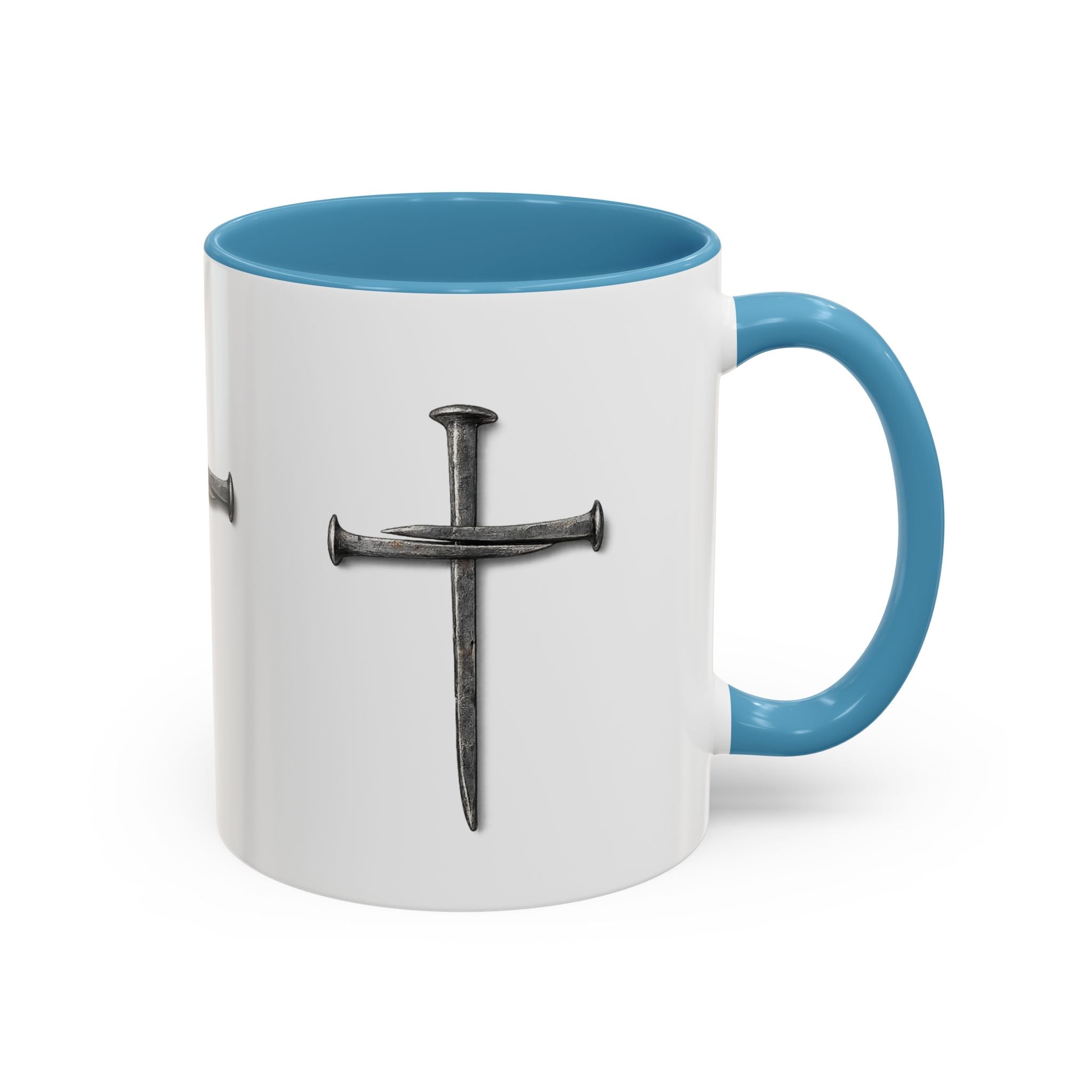 Nail Cross Accent Coffee Mug — Minimal Christian Faith 11/15oz