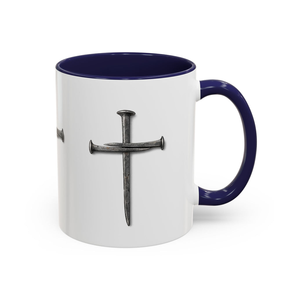 Nail Cross Accent Coffee Mug — Minimal Christian Faith 11/15oz